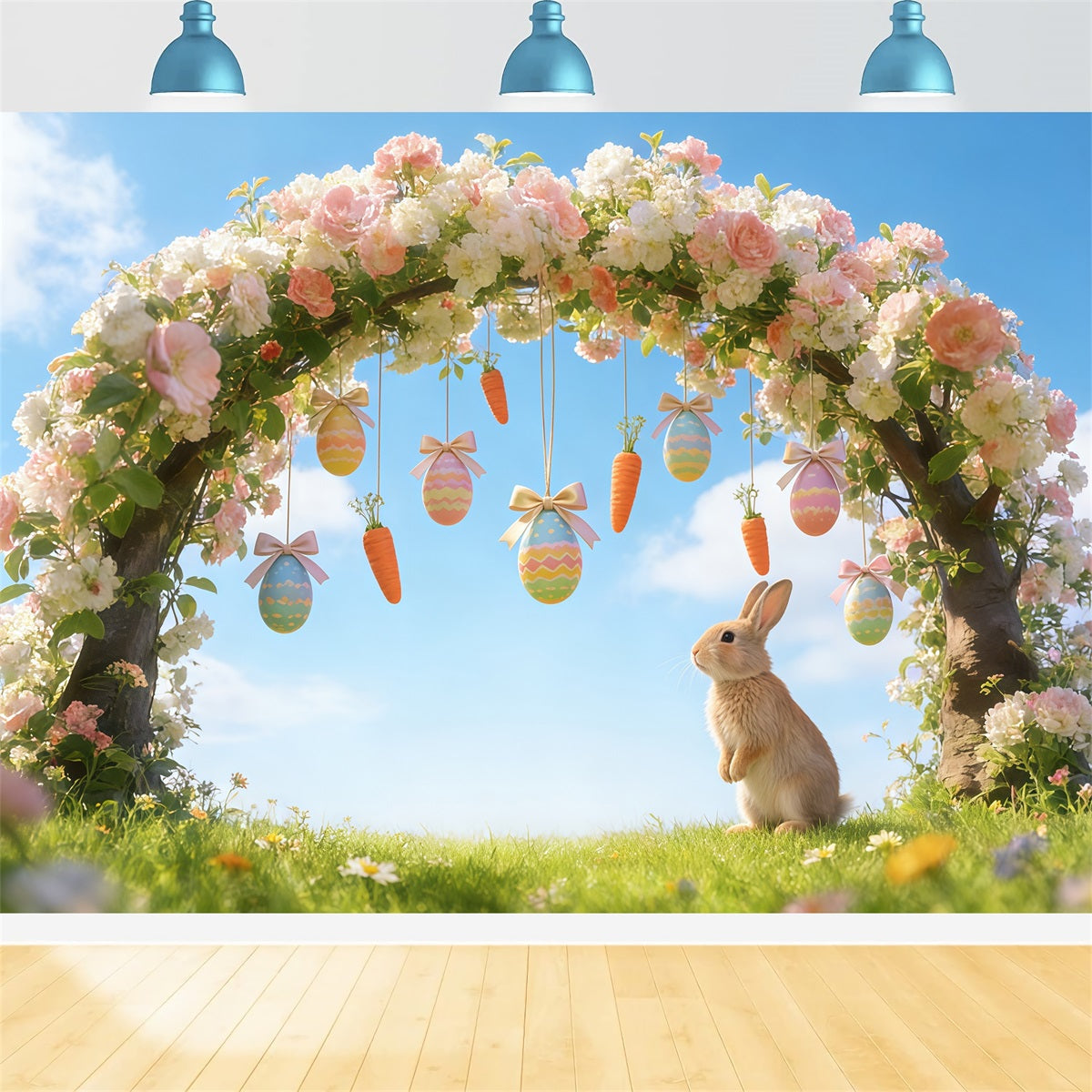 Easter Arch Backdrop Colorful Egg Hunt Letters Easter Backdrop Photography UK CSH61-55