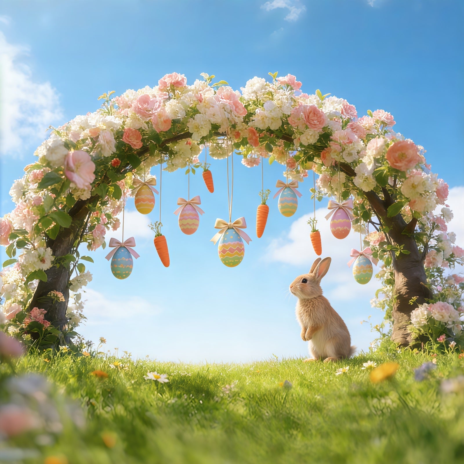 Easter Arch Backdrop Colorful Egg Hunt Letters Easter Backdrop Photography UK CSH61-55
