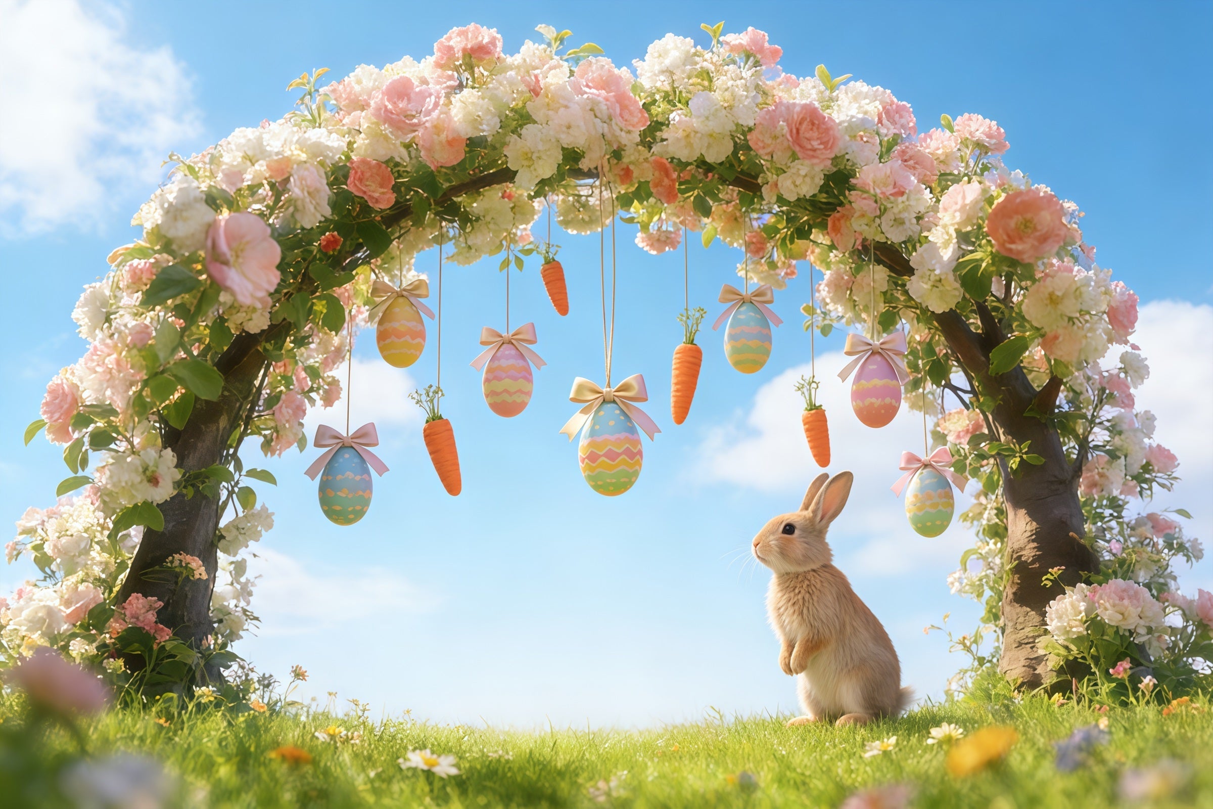 Easter Arch Backdrop Colorful Egg Hunt Letters Easter Backdrop Photography UK CSH61-55
