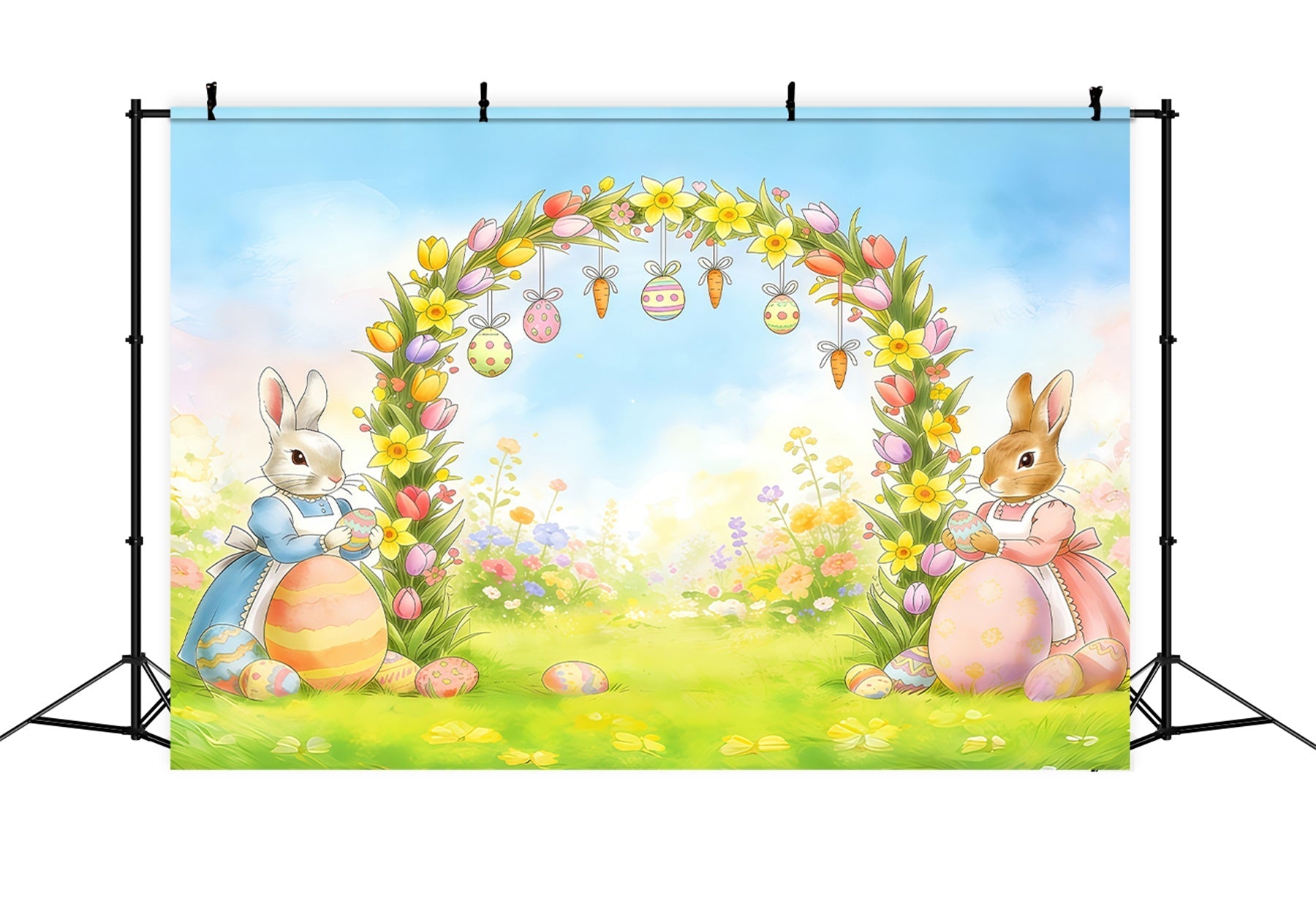 Easter Arch Backdrop Spring Meadow Egg Balloons Easter Photo Backdrops UK CSH61-56