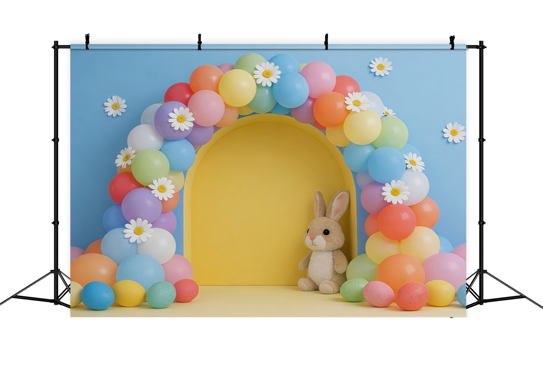 Easter Balloon Backdrop Daisy Arch Garland Bunny Easter Backdrops For Photography UK CSH61-57