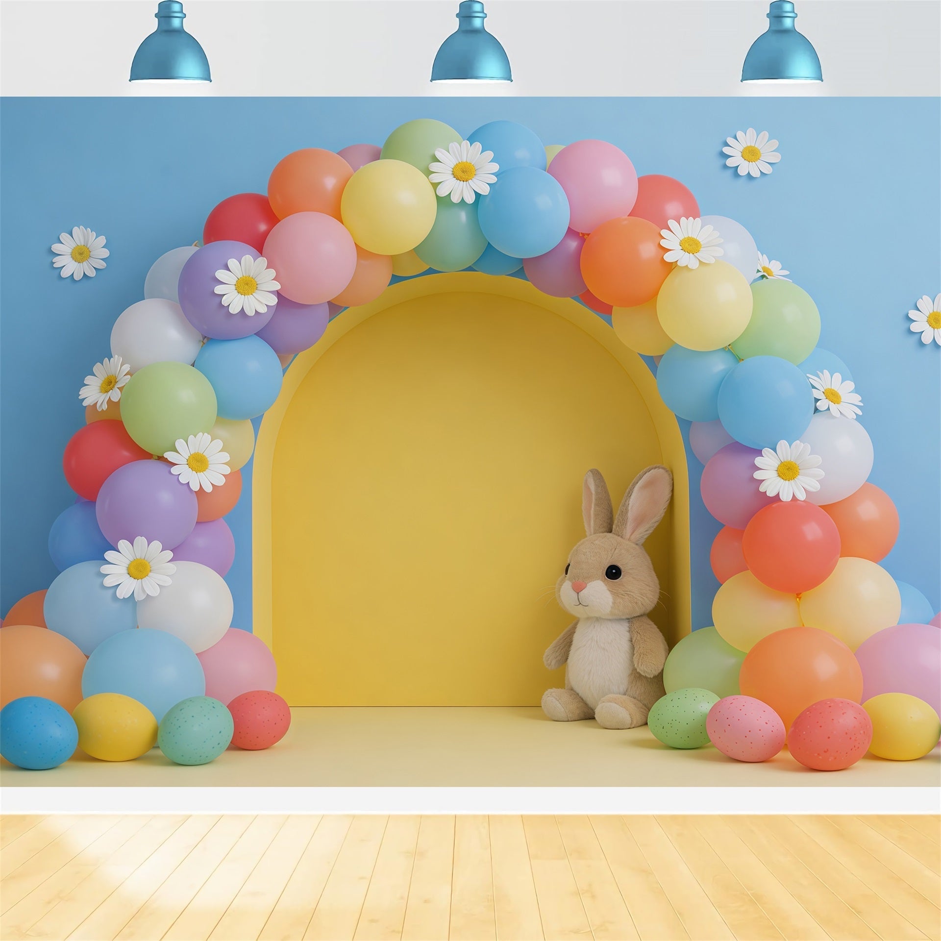 Easter Balloon Backdrop Daisy Arch Garland Bunny Easter Backdrops For Photography UK CSH61-57