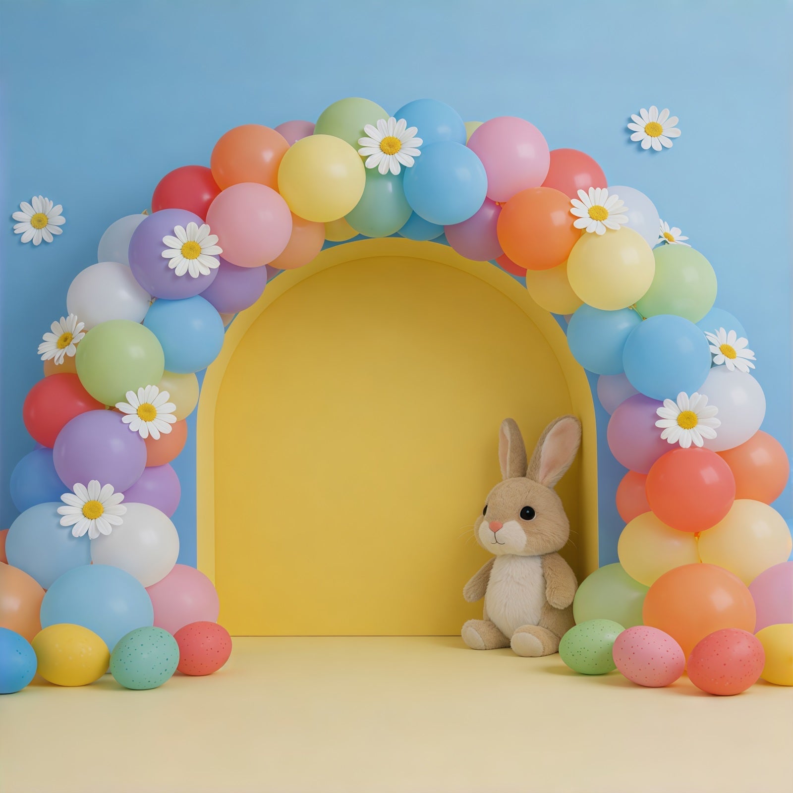 Easter Balloon Backdrop Daisy Arch Garland Bunny Easter Backdrops For Photography UK CSH61-57