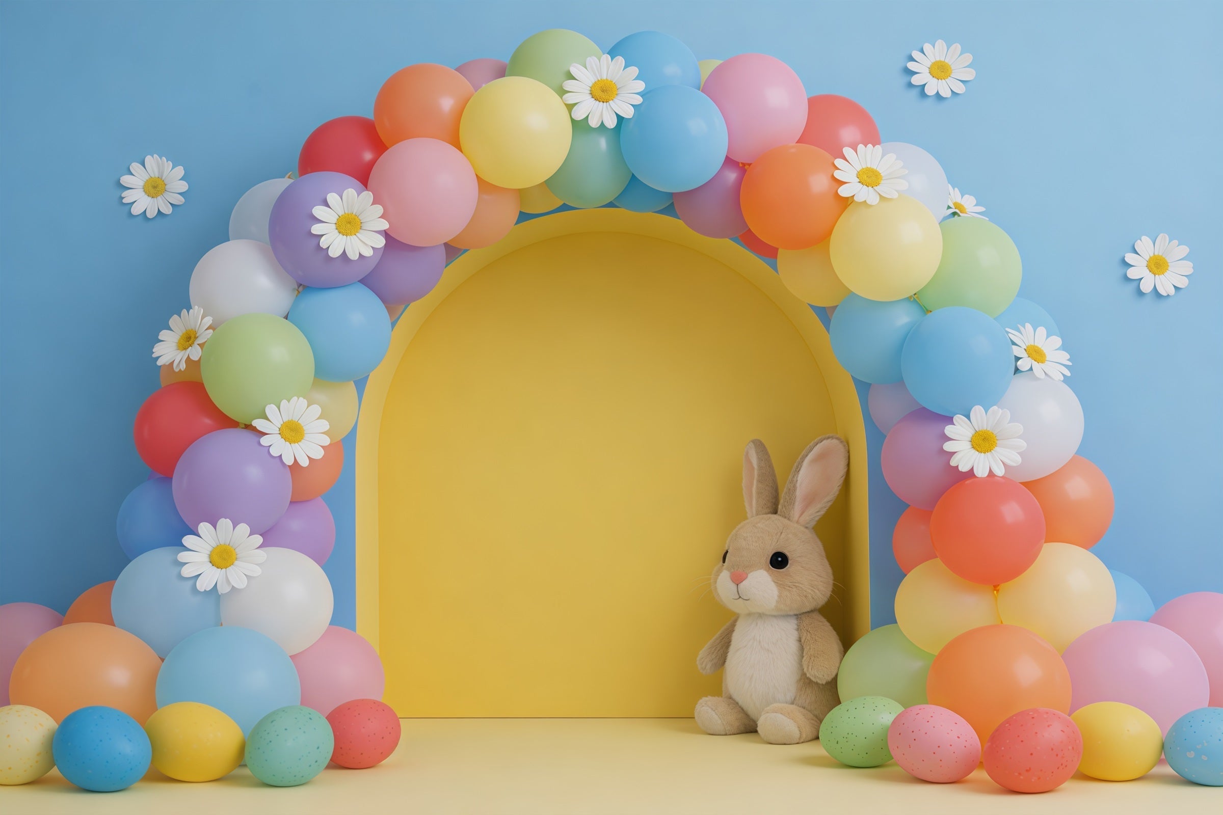 Easter Balloon Backdrop Daisy Arch Garland Bunny Easter Backdrops For Photography UK CSH61-57