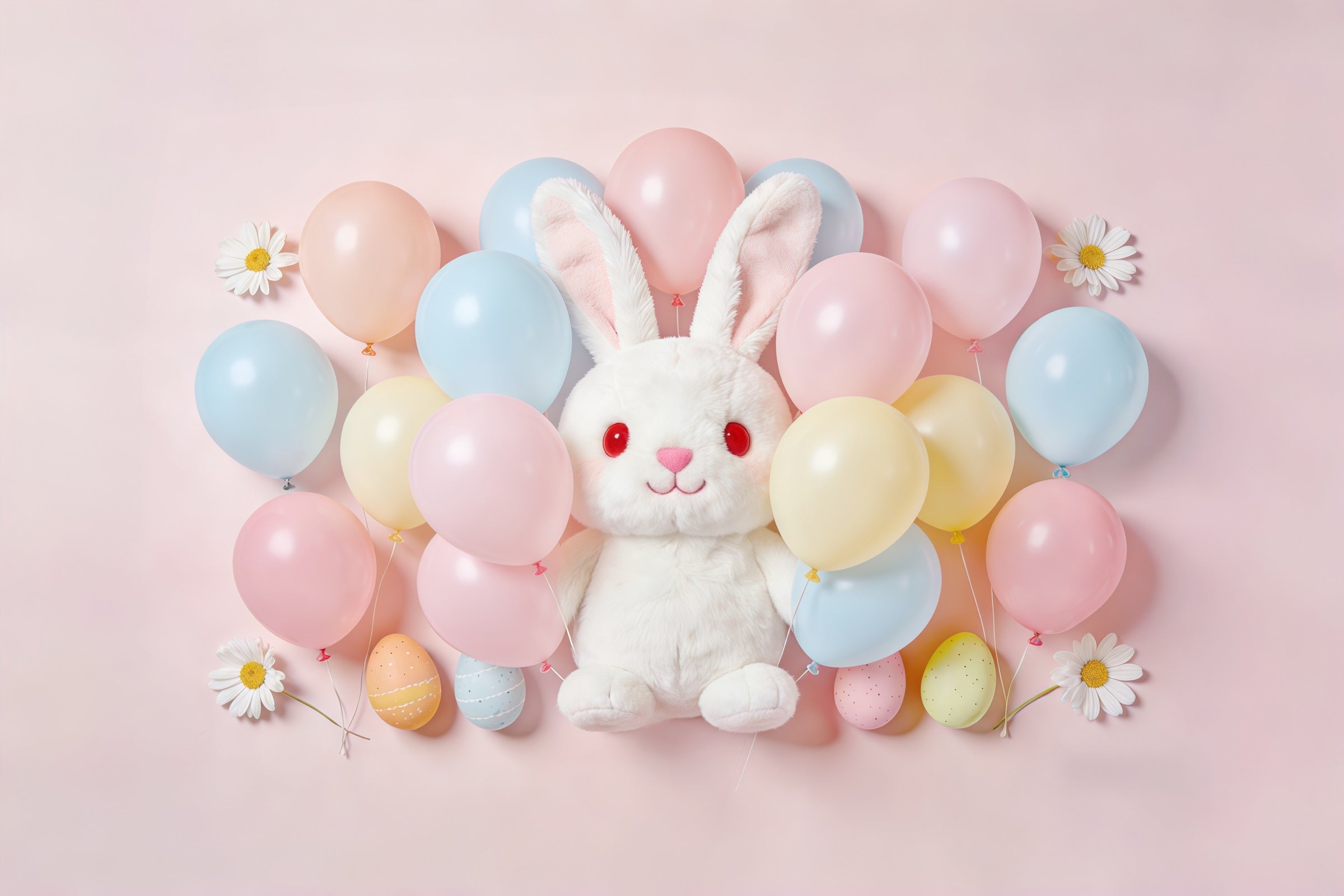 Easter Balloon Backdrop Pastel Eggs Pile Bunny Easter Photo Backdrops UK CSH61-58