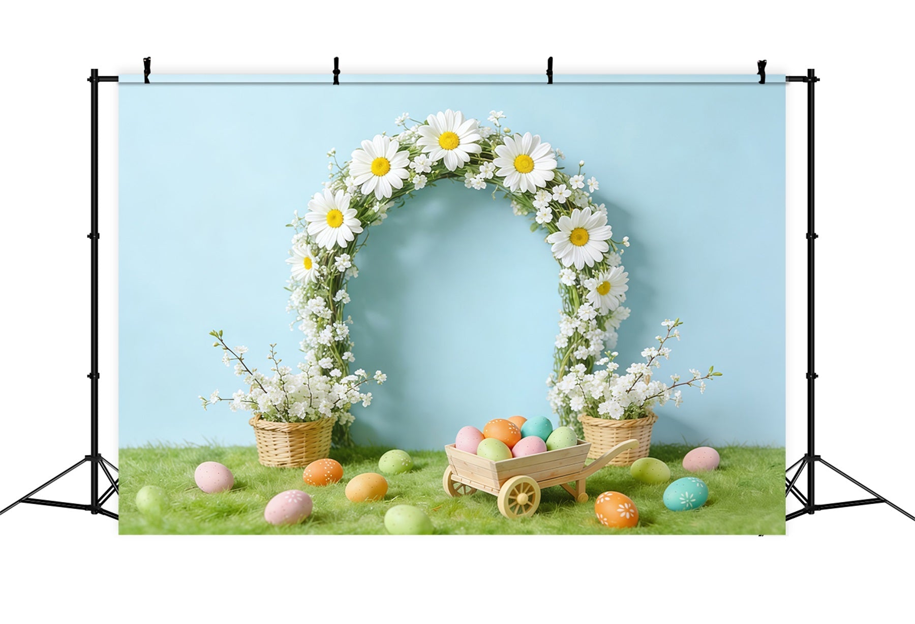 Easter Daisy Backdrop spring Rustic Wreath Egg Cart Photo Backdrop Easter UK CSH61-65