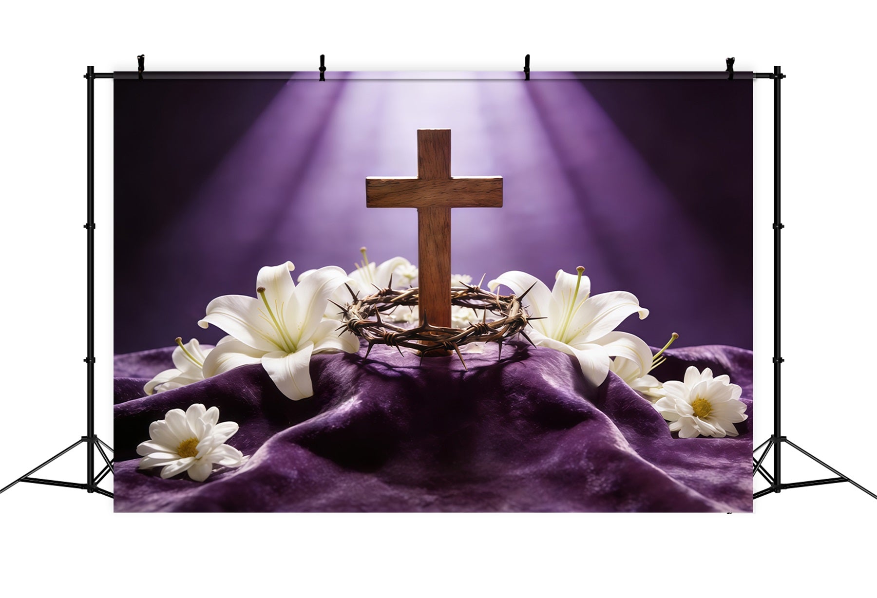 Easter Cross Backdrop Crown Thorns Purple Light Backdrops Easter UK CSH61-75