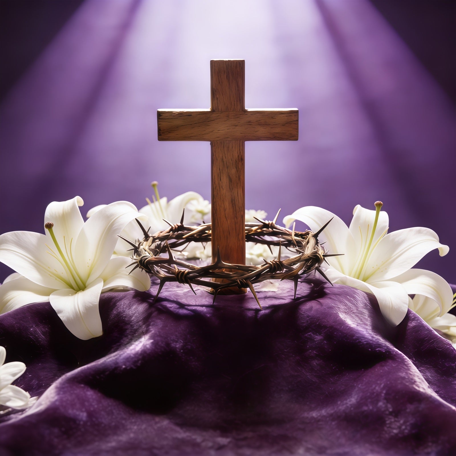 Easter Cross Backdrop Crown Thorns Purple Light Backdrops Easter UK CSH61-75