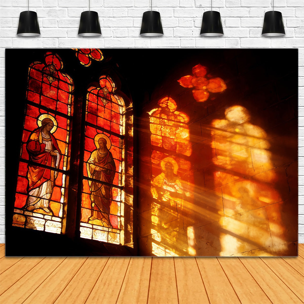 Easter Stained Glass Backdrop Sunset Through Windows Easter Backdrops For Photos UK CSH61-78