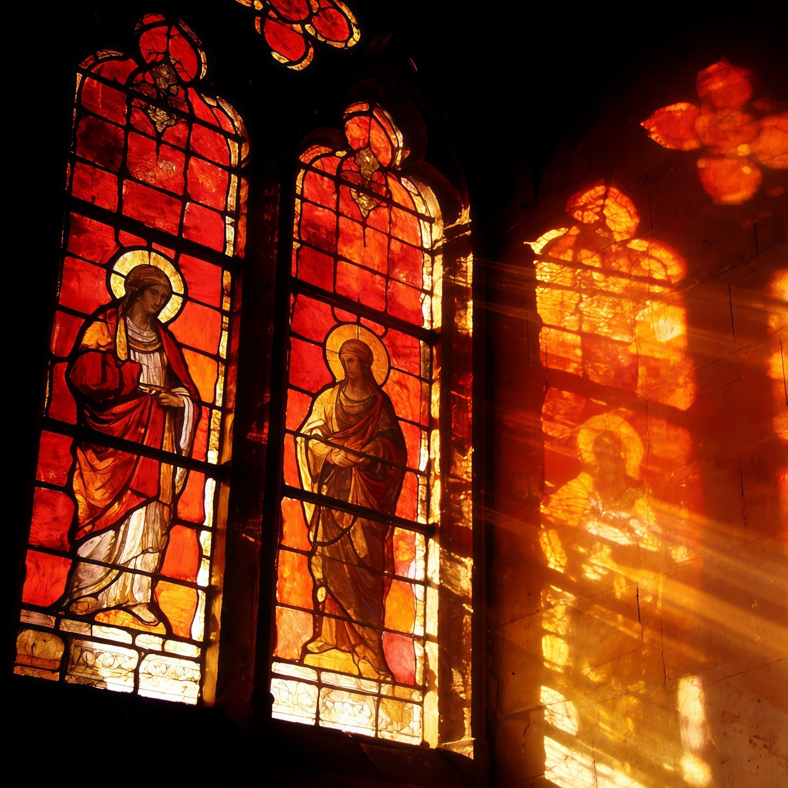 Easter Stained Glass Backdrop Sunset Through Windows Easter Backdrops For Photos UK CSH61-78