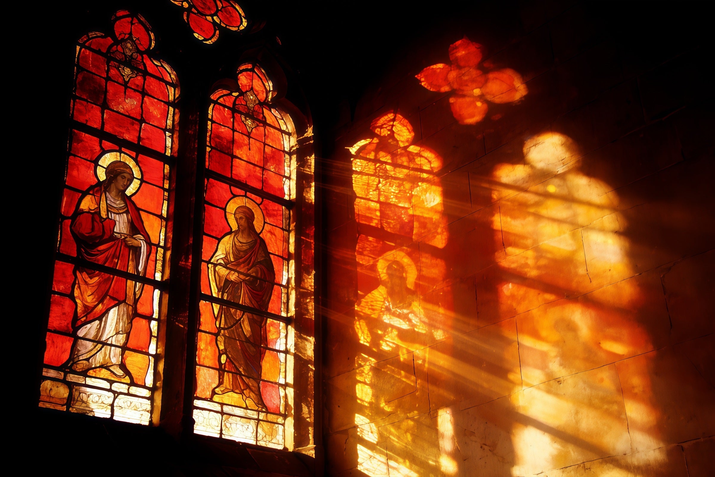 Easter Stained Glass Backdrop Sunset Through Windows Easter Backdrops For Photos UK CSH61-78