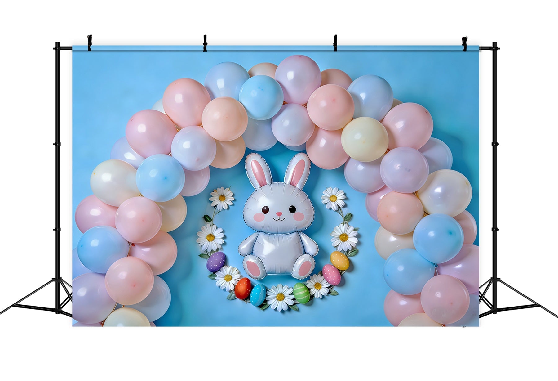 Easter Pastel Balloons Backdrop Balloon Arch Bunny Eggs Easter Backdrops Photography UK CSH61-82