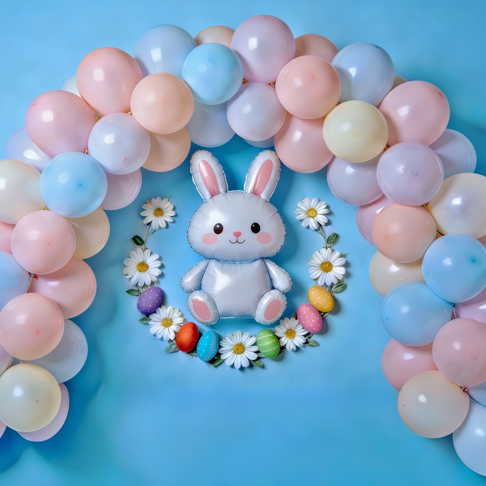 Easter Pastel Balloons Backdrop Balloon Arch Bunny Eggs Easter Backdrops Photography UK CSH61-82