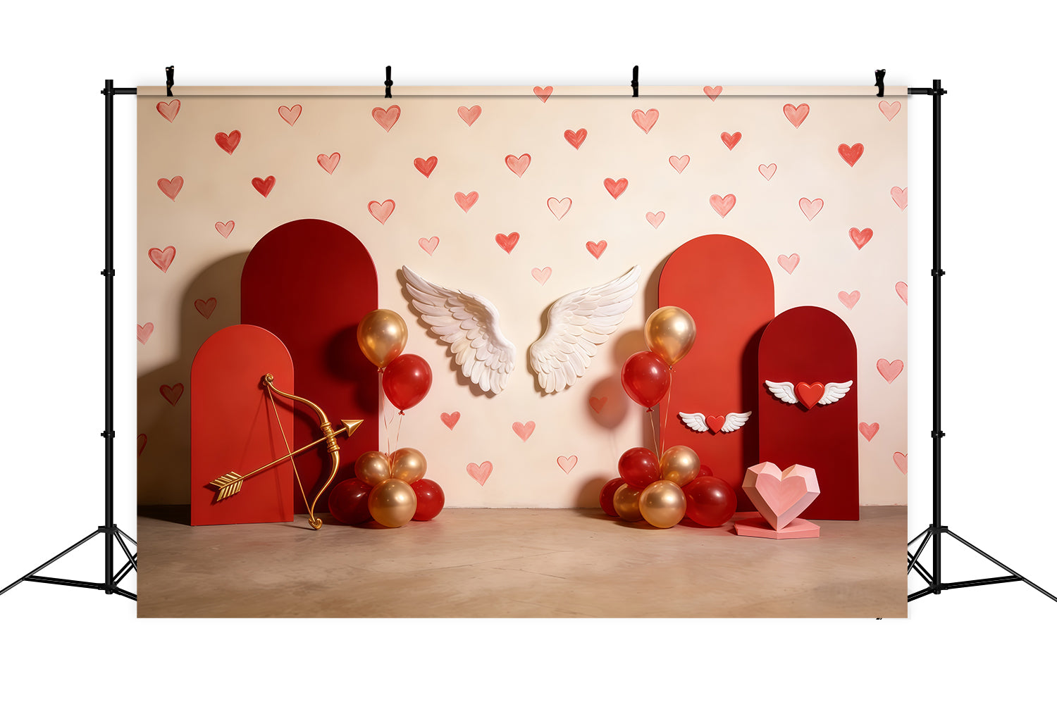 Cupid Backdrop Wing Heart Balloon Arch Valentine Backdrop UK CSH61-96