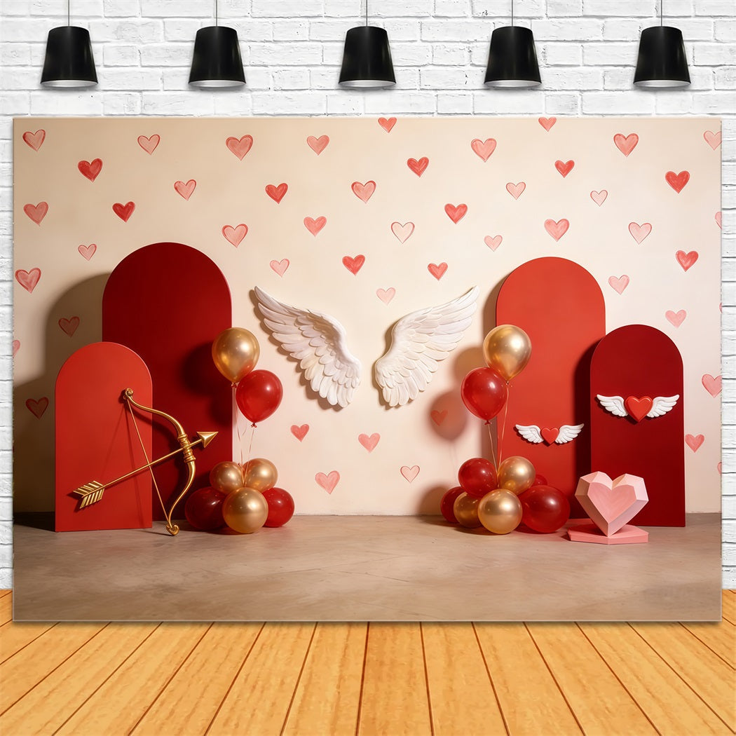 Cupid Backdrop Wing Heart Balloon Arch Valentine Backdrop UK CSH61-96