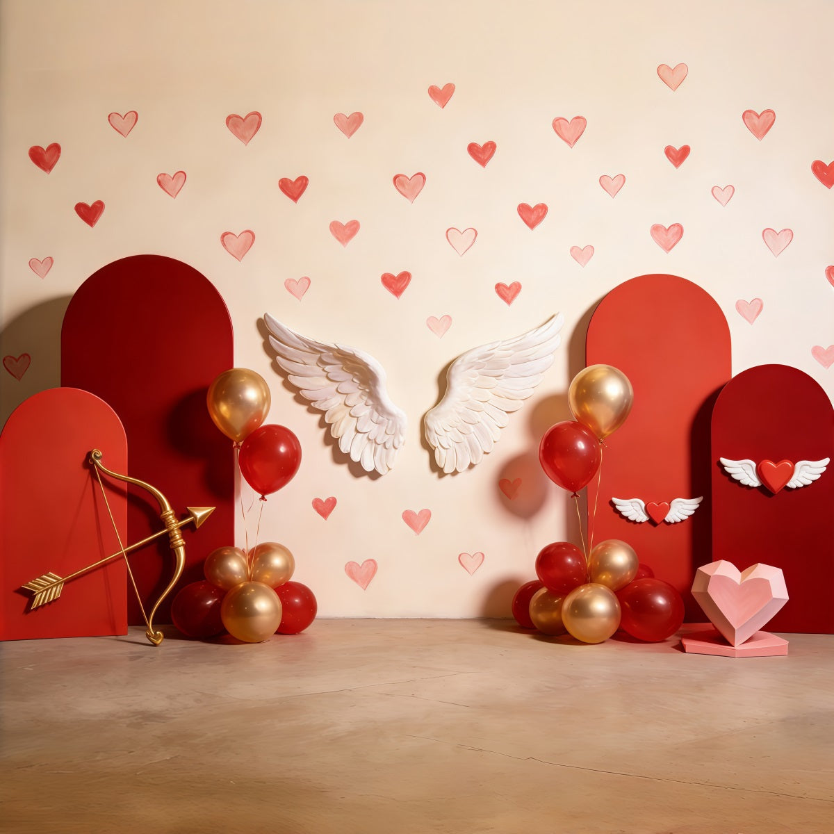 Cupid Backdrop Wing Heart Balloon Arch Valentine Backdrop UK CSH61-96