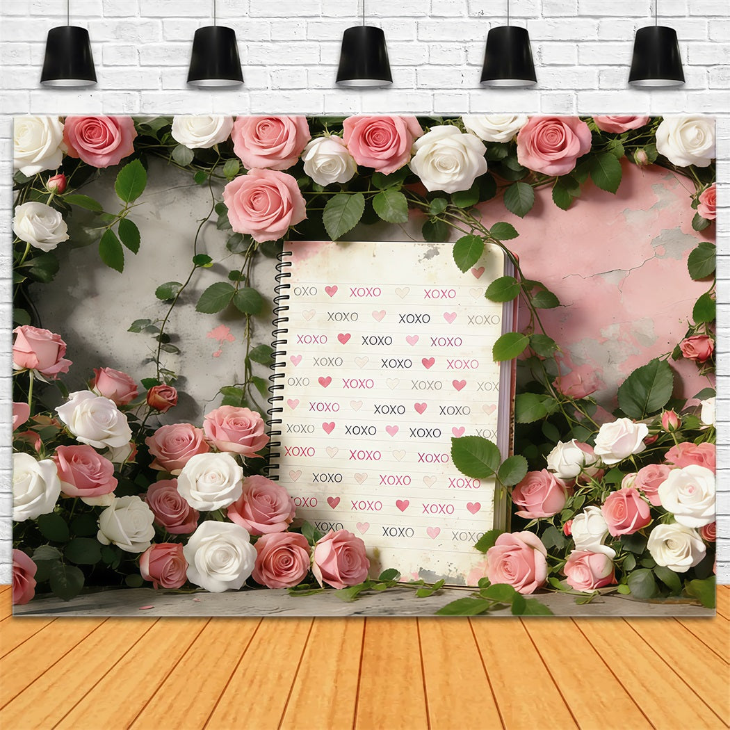XOXO Backdrop Romantic Rose Vintage Garden Valentine's Day Backdrop UK CSH61-97
