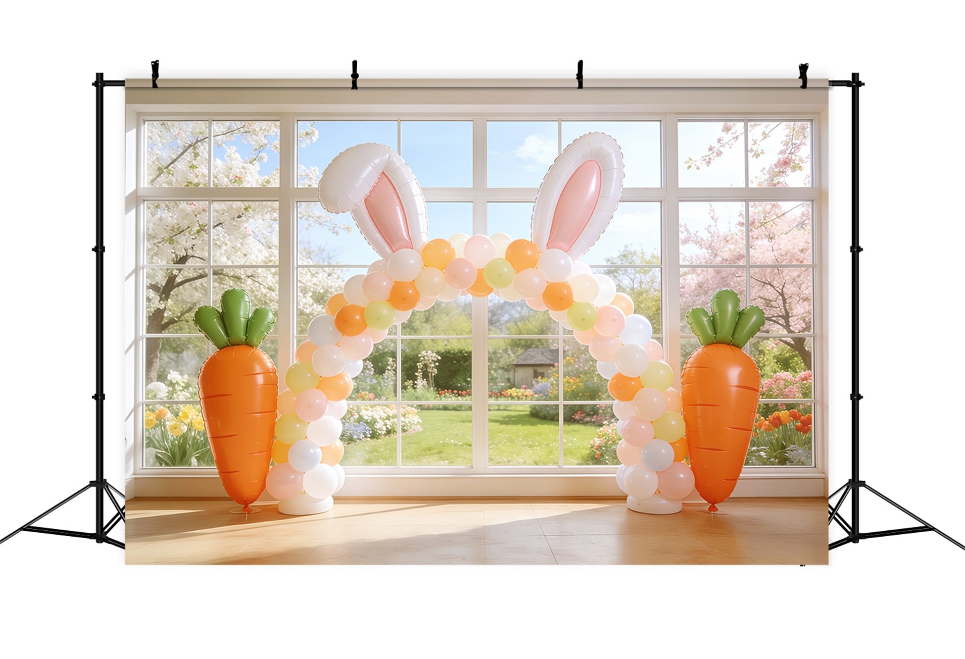 Easter Window Spring Light Backdrop Bunny Ear Balloon Arch 10x10 Easter Backdrops UK CSH62-107