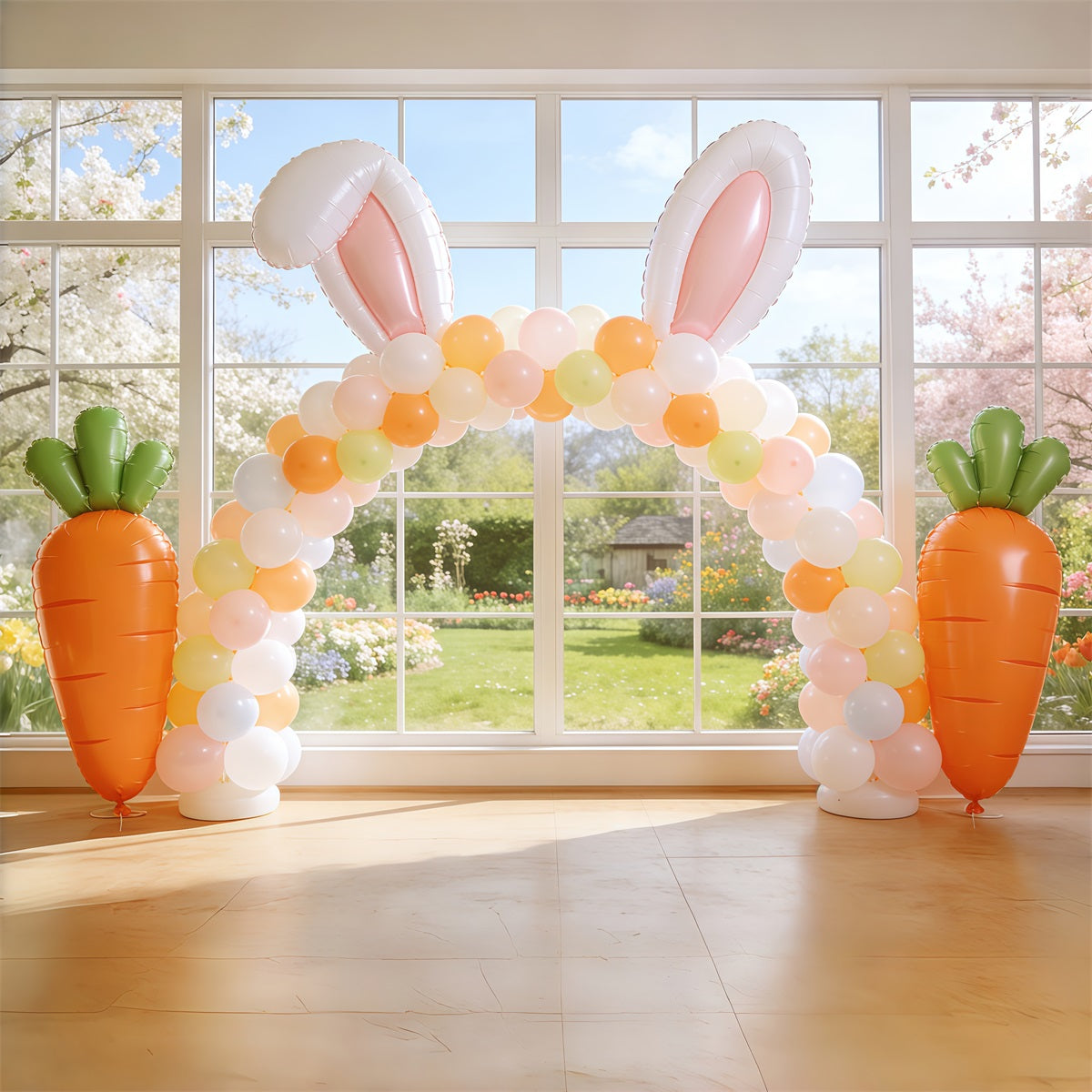 Easter Window Spring Light Backdrop Bunny Ear Balloon Arch 10x10 Easter Backdrops UK CSH62-107