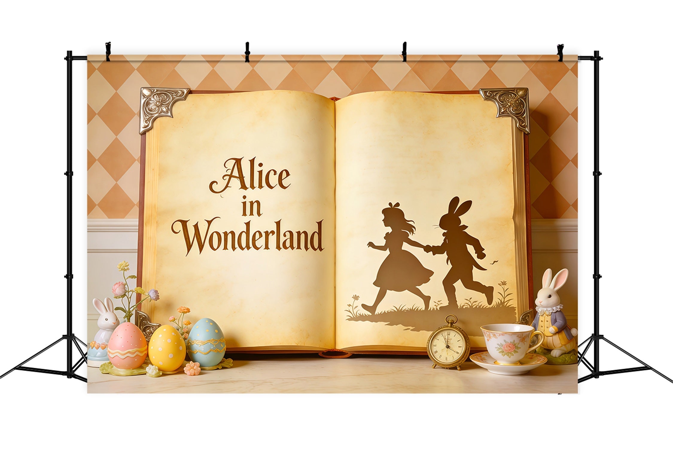 Easter Storybook Backdrop Wonderland Book Eggs Bunny Easter Backdrop Photo UK CSH62-109