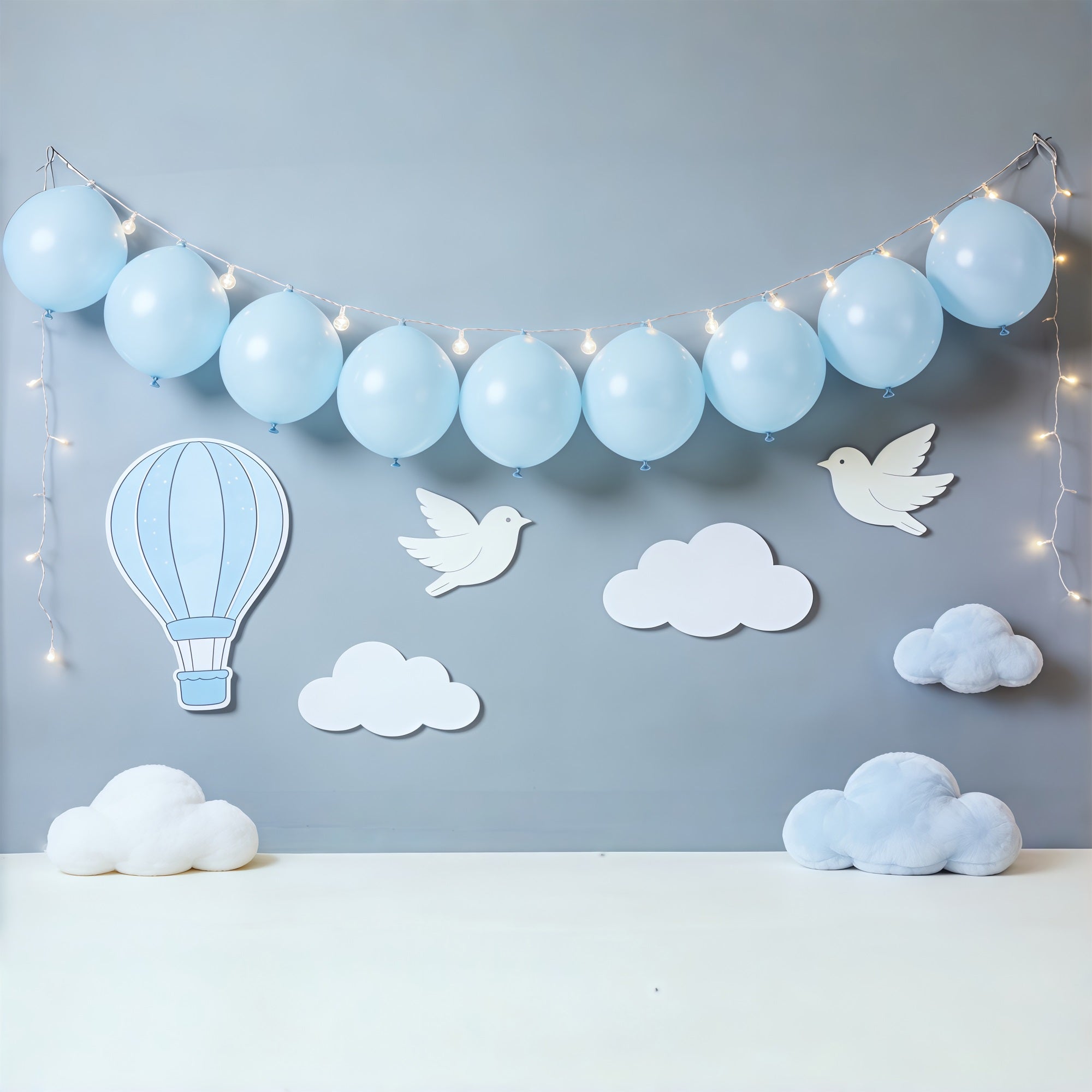 Cloud Backdrop Blue Balloon Bird Clouds Newborn Photography Backdrops UK CSH62-111
