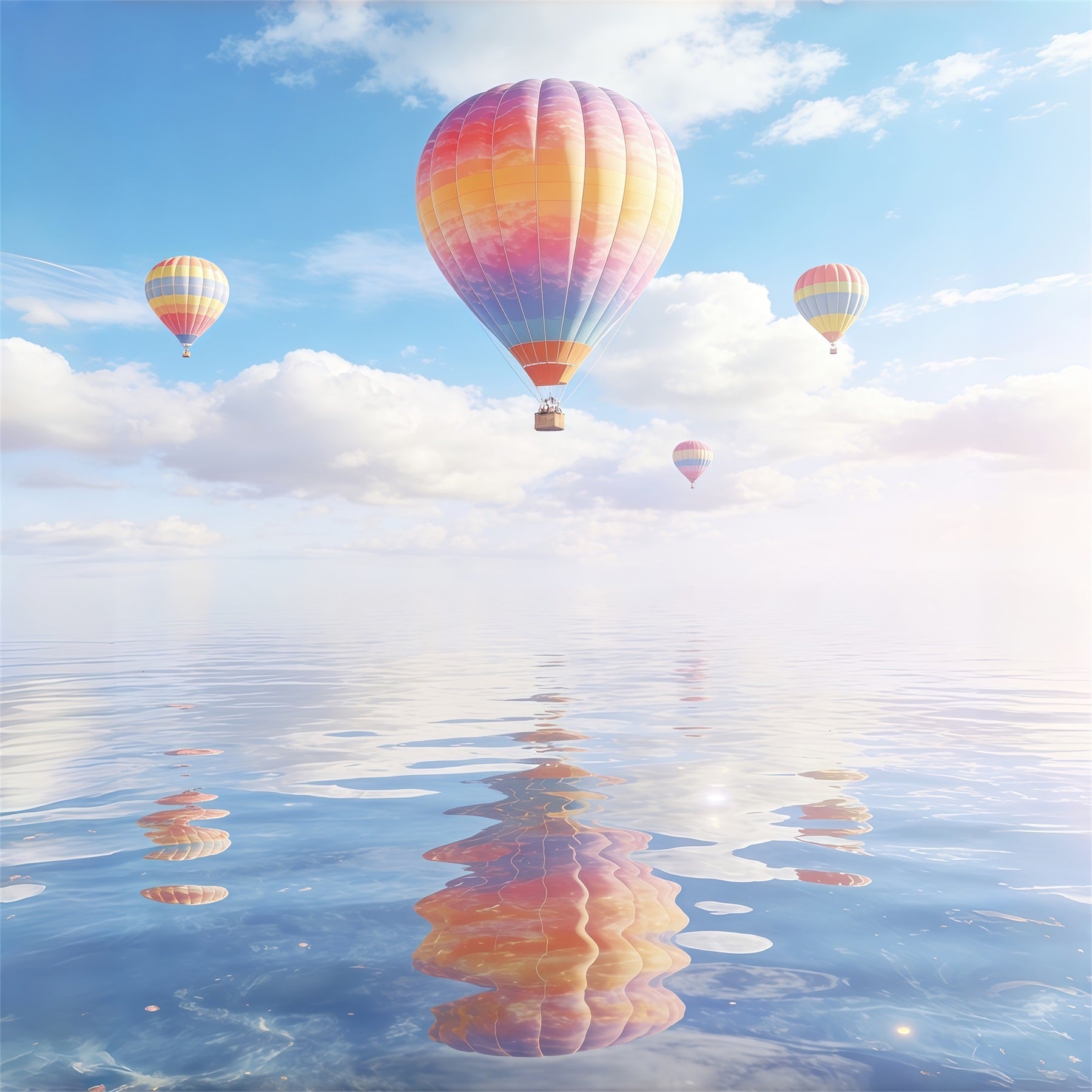 Clouds Backdrop Pastel Balloon Water Reflection Sky Blue Backdrop UK CSH62-112