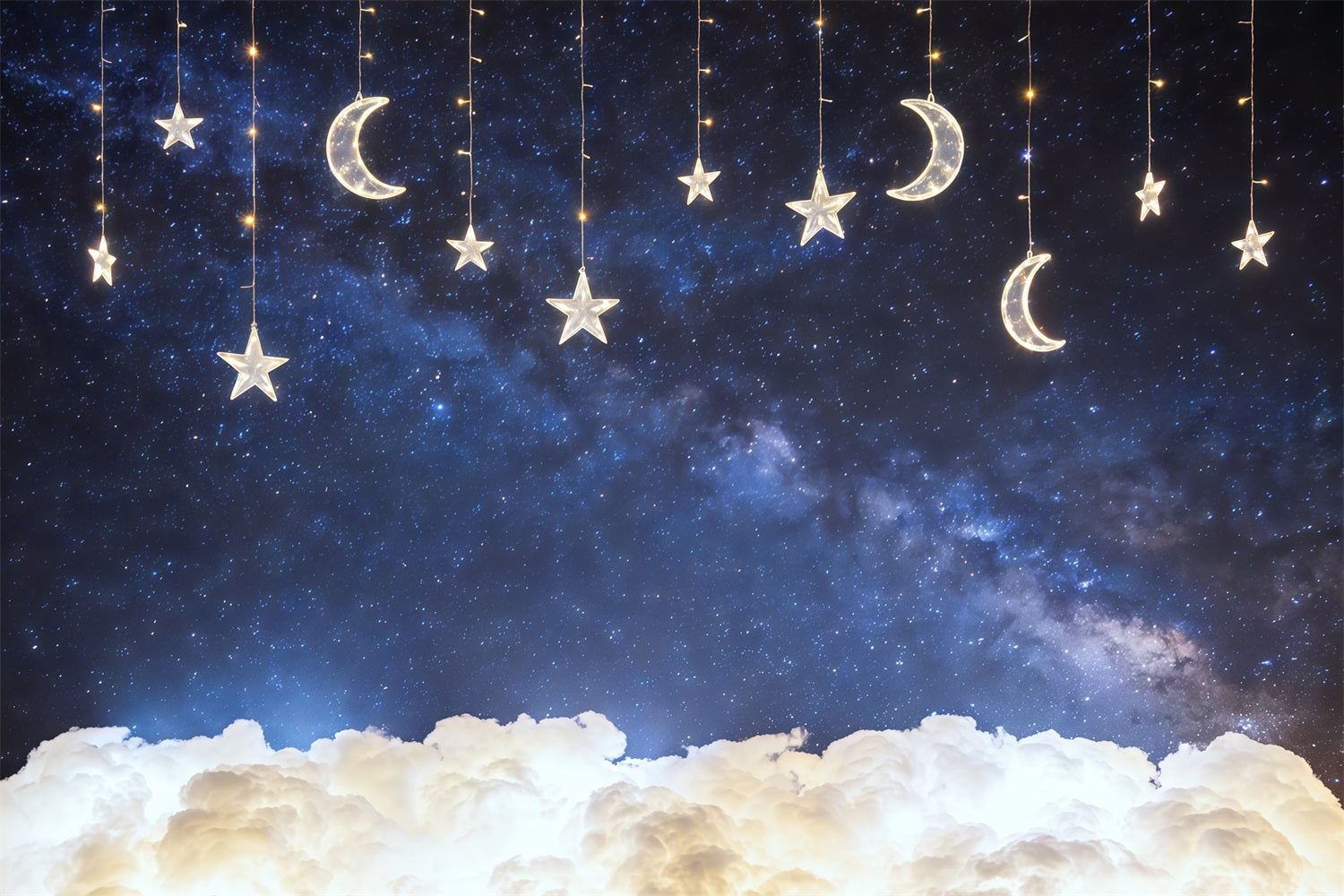 Night Sky Photo Backdrop Glowing Stars Moon Galaxy Cloud Backdrop Photography UK CSH62-113