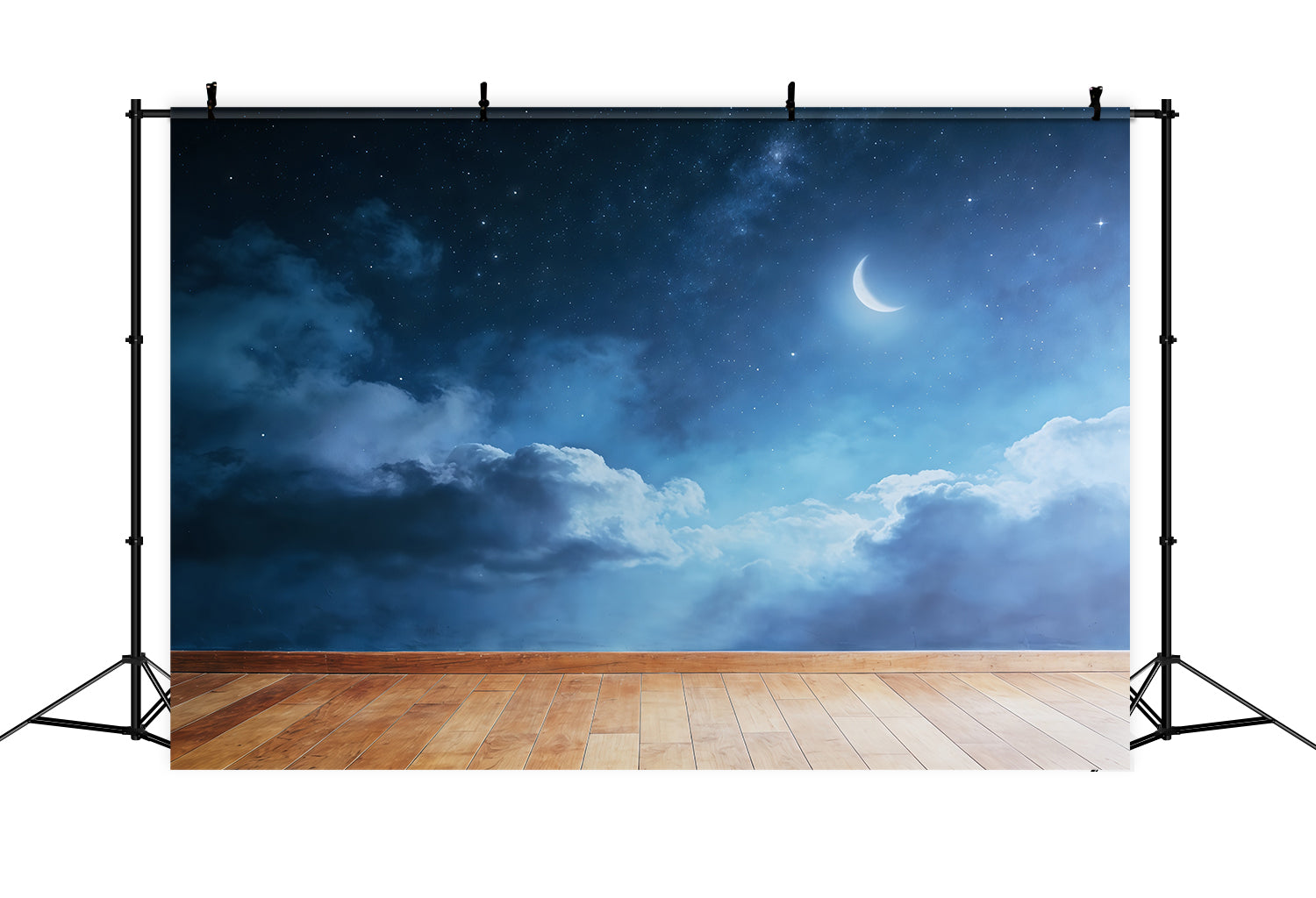 Cloud Photo Backdrop Crescent Star Moon Floor Blue Sky Backdrop UK CSH62-114