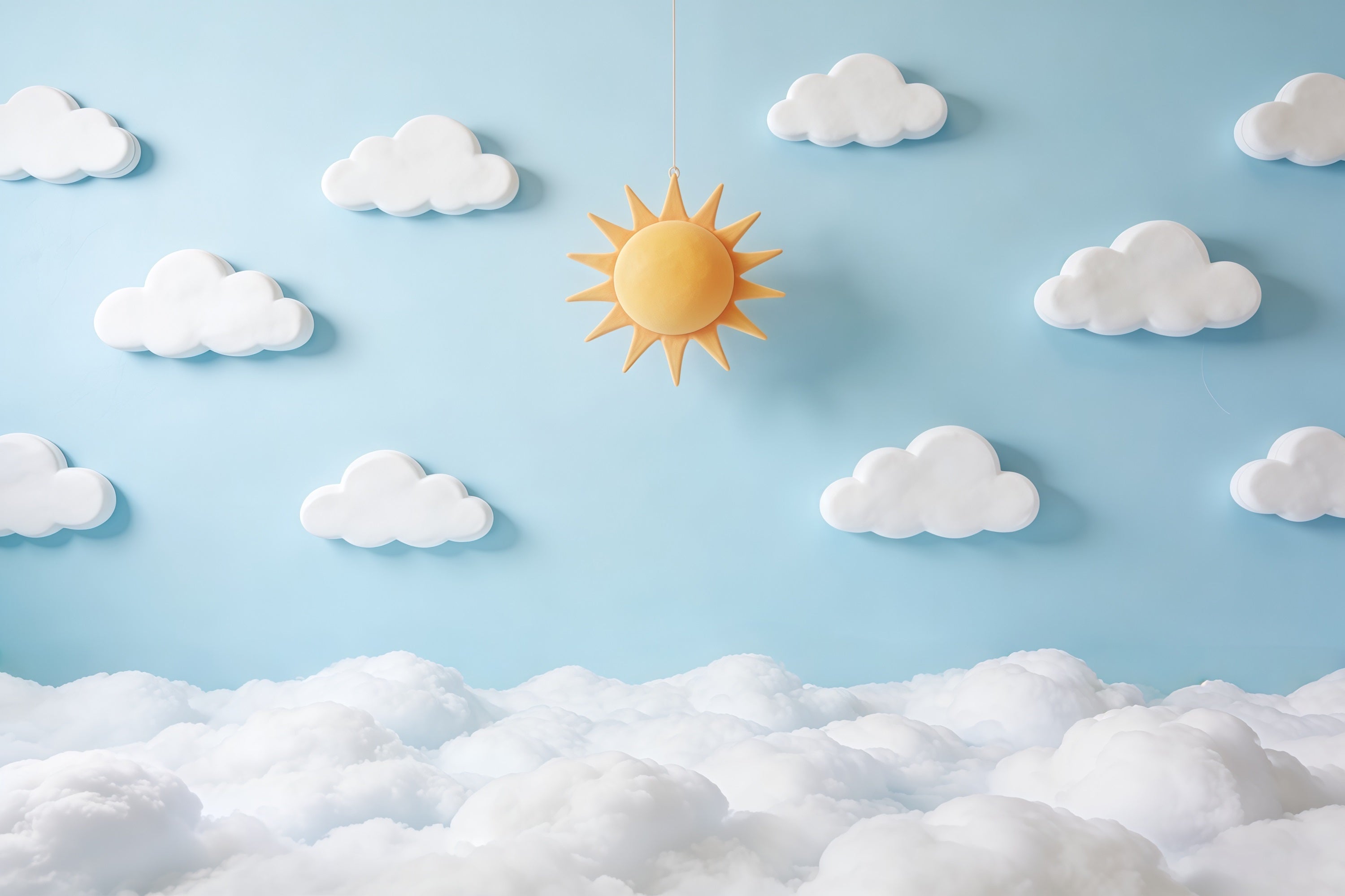Clouds Photo Backdrop Sun Cutout Blue Sky Newborn Backdrop UK CSH62-117