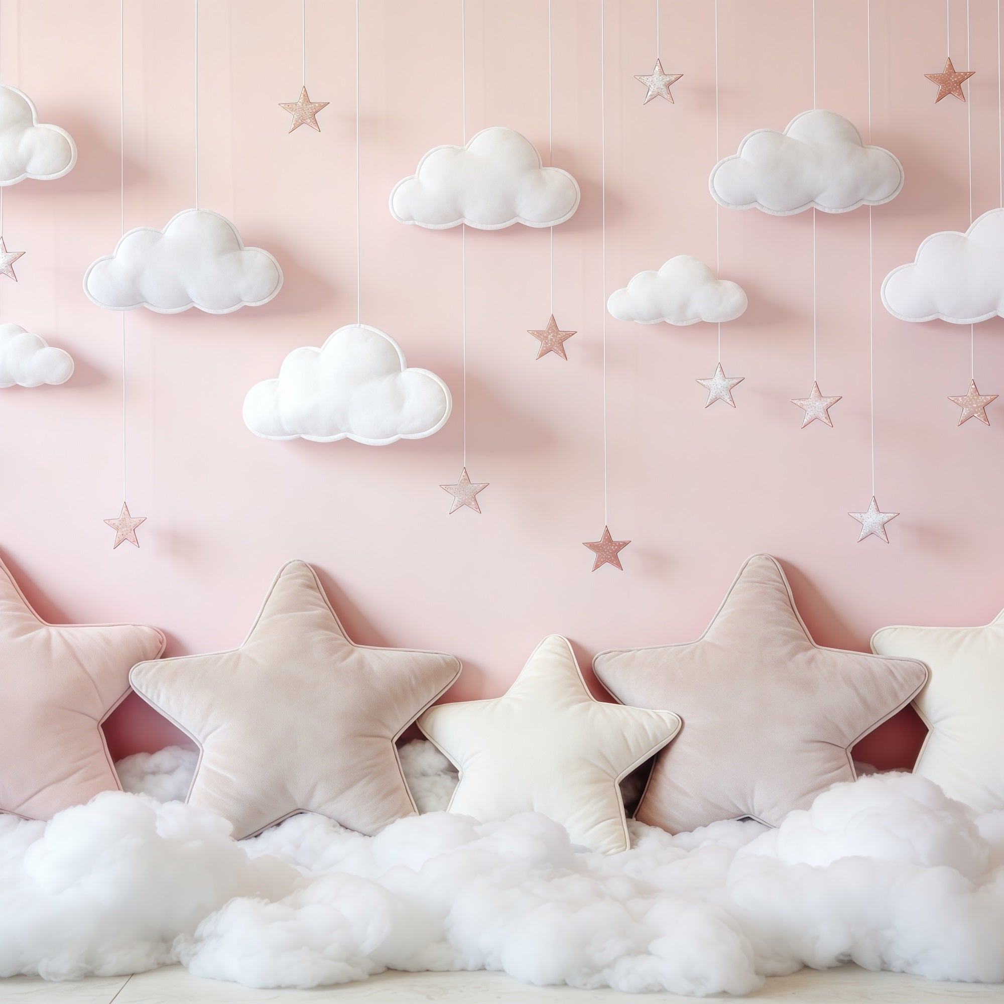 Clouds Photography Backdrop Pink Star Cloud Pillows Newborn Backdrop UK CSH62-120