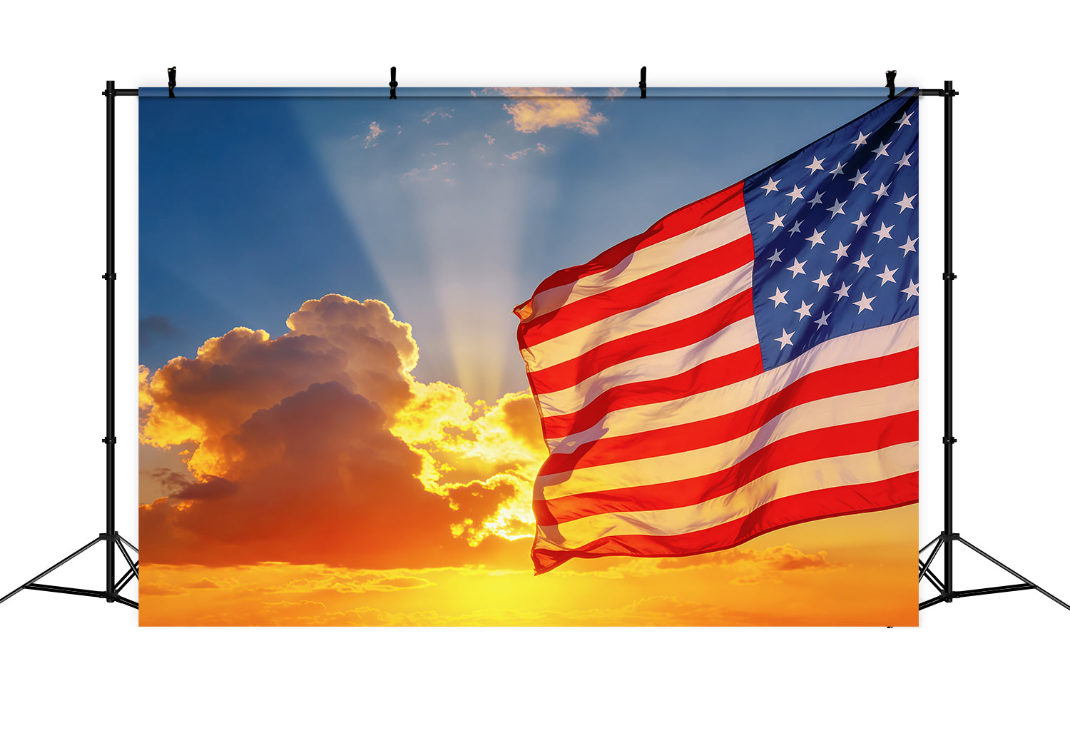 Sky Clouds Backdrop Sunset American Flag Sky Independence Day Backdrop UK CSH62-121