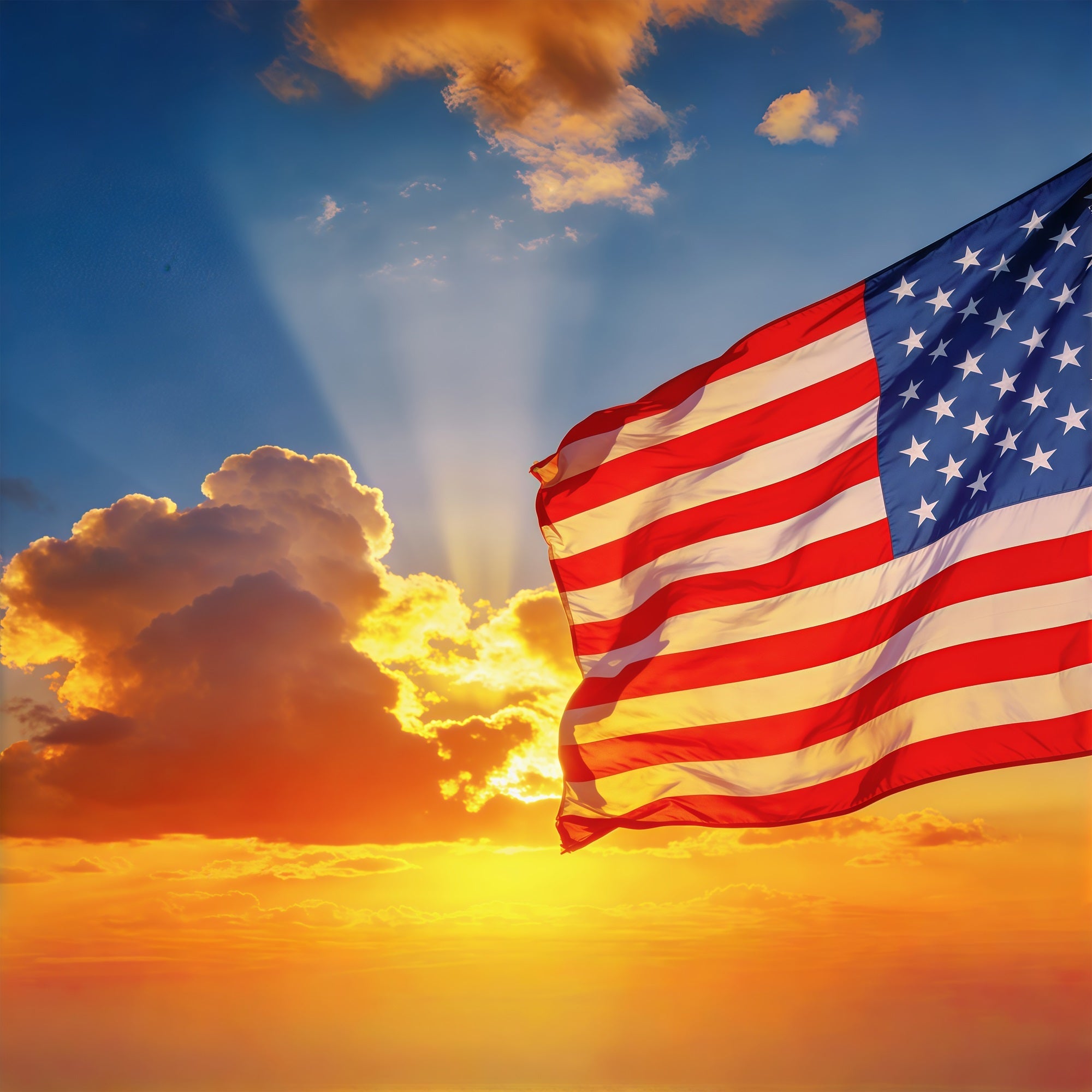 Sky Clouds Backdrop Sunset American Flag Sky Independence Day Backdrop UK CSH62-121