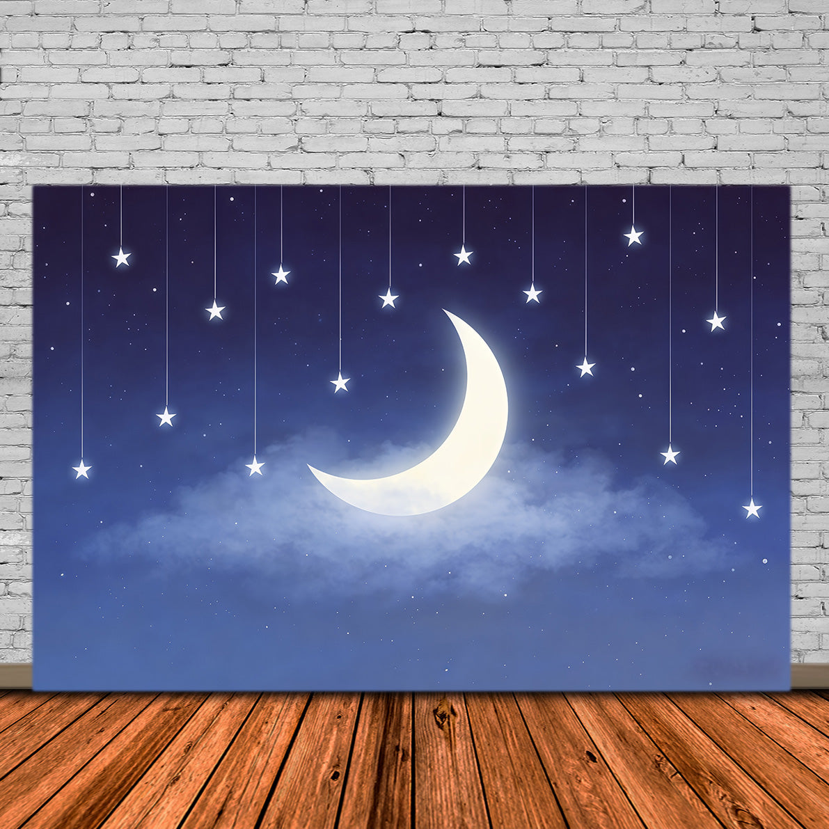 Night Sky Backdrop Crescent Star Garland Sky Cloud Photo Backdrop UK CSH62-123