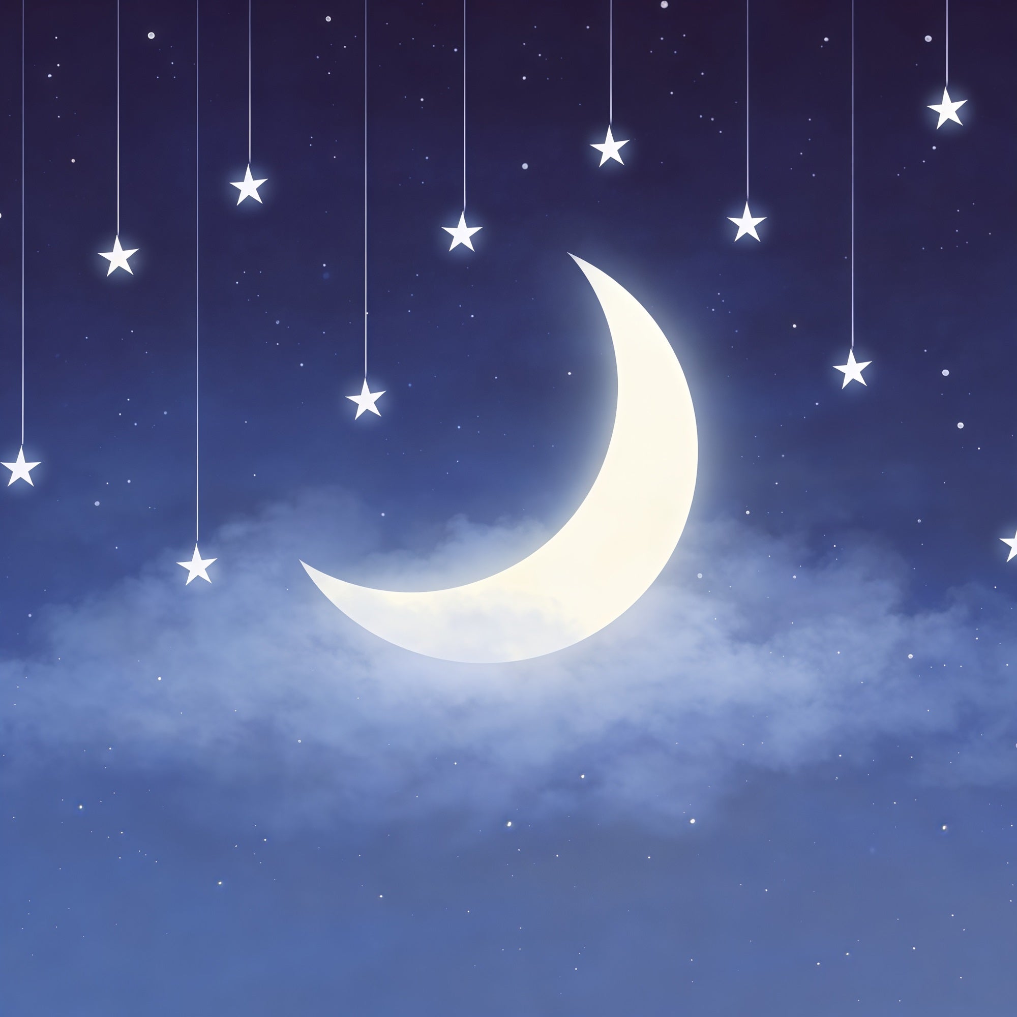 Night Sky Backdrop Crescent Star Garland Sky Cloud Photo Backdrop UK CSH62-123