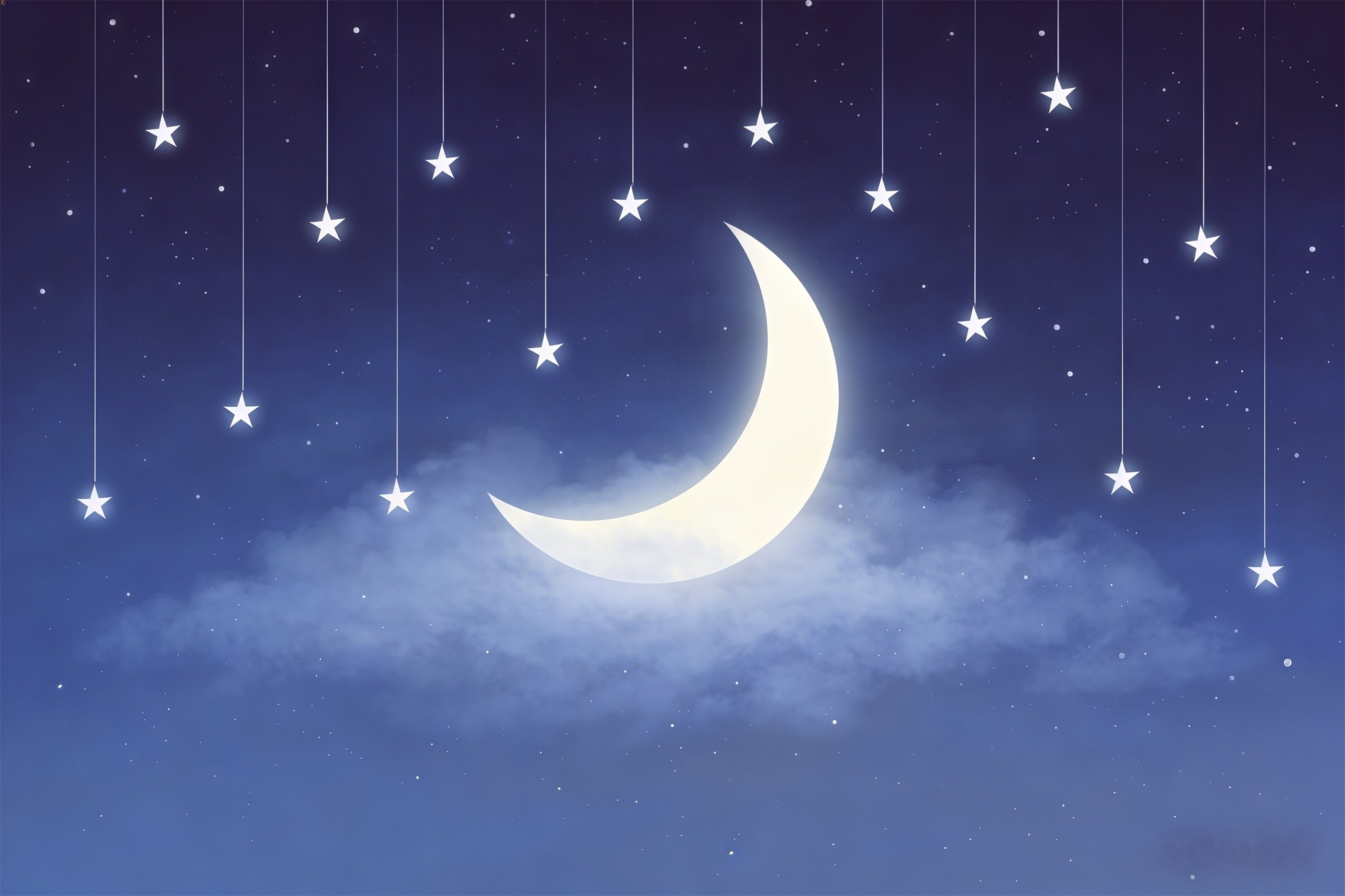 Night Sky Backdrop Crescent Star Garland Sky Cloud Photo Backdrop UK CSH62-123