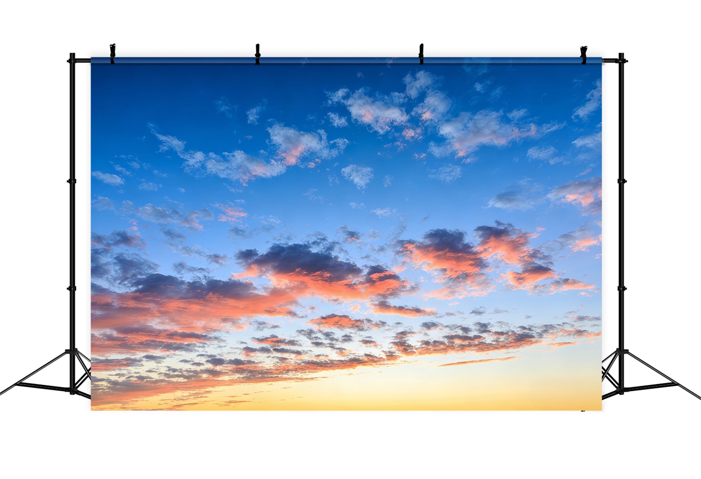 Blue Sky With Clouds Backdrop Sunset Orange Glow Sky Backdrops UK CSH62-134