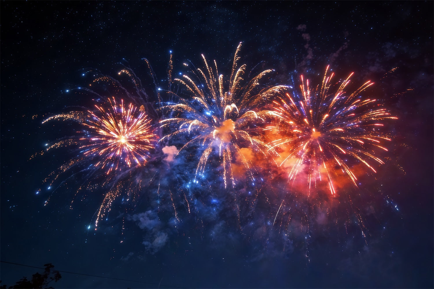 Sky Backdrop Colorful Fireworks Night Sky Firework Backdrop UK CSH62-136