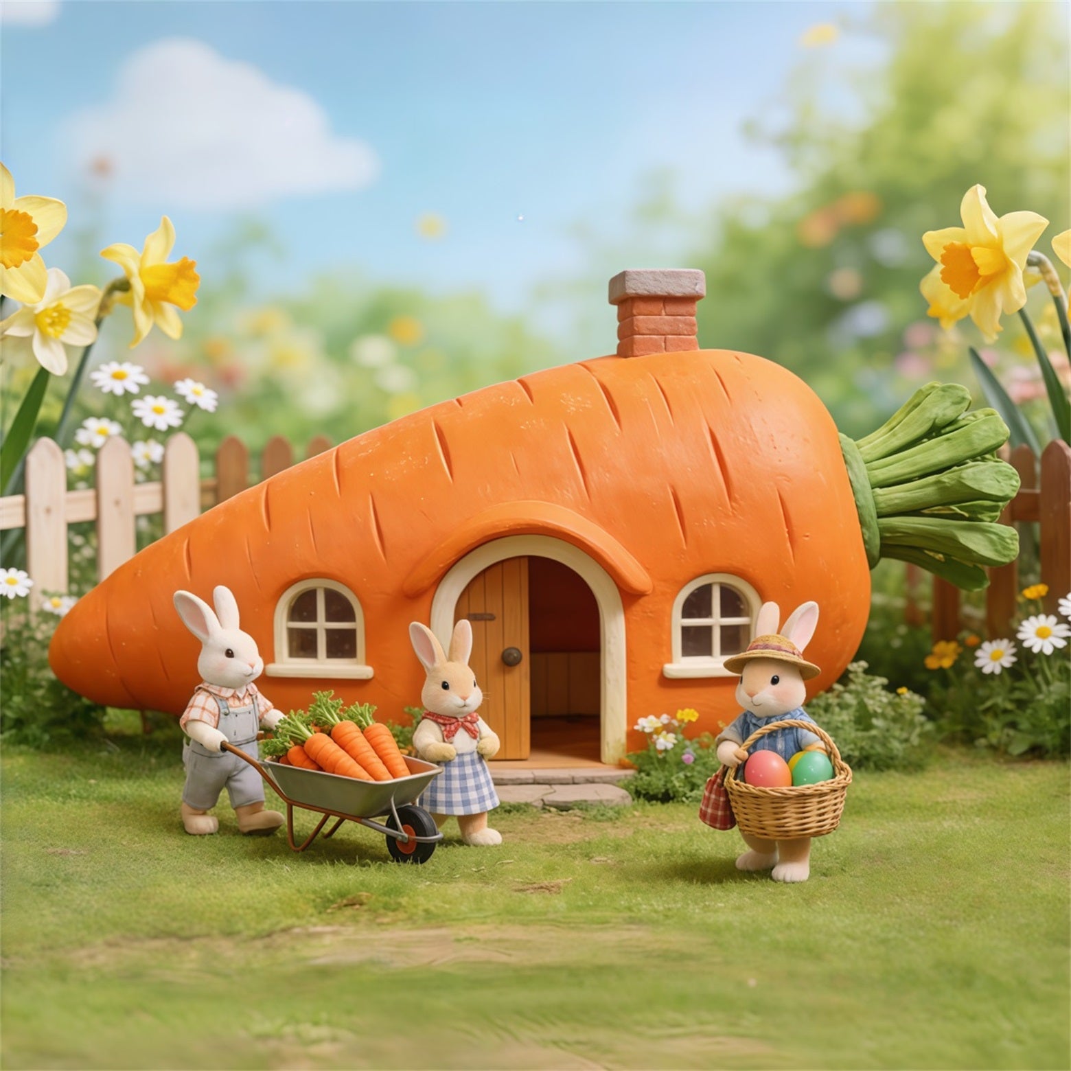 Carrot Backdrop Carrot House Bunny Family Outdoor Easter Backdrop Ideas UK CSH62-62