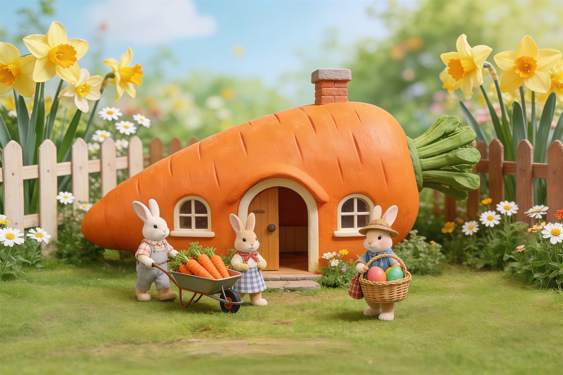 Carrot Backdrop Carrot House Bunny Family Outdoor Easter Backdrop Ideas UK CSH62-62