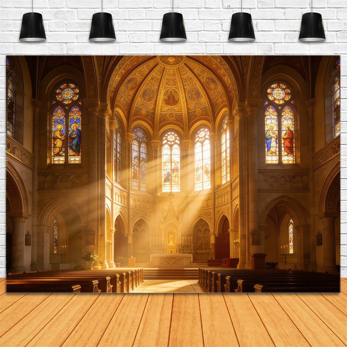 Stained Glass Backdrop Church Stained Glass Rays Easter 2026 Backdrop UK CSH62-64