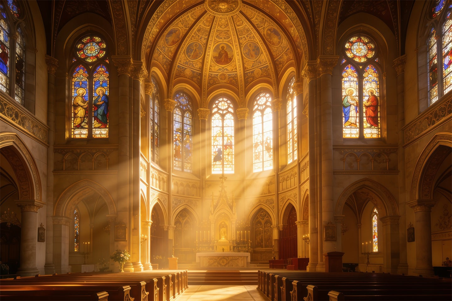 Stained Glass Backdrop Church Stained Glass Rays Easter 2026 Backdrop UK CSH62-64