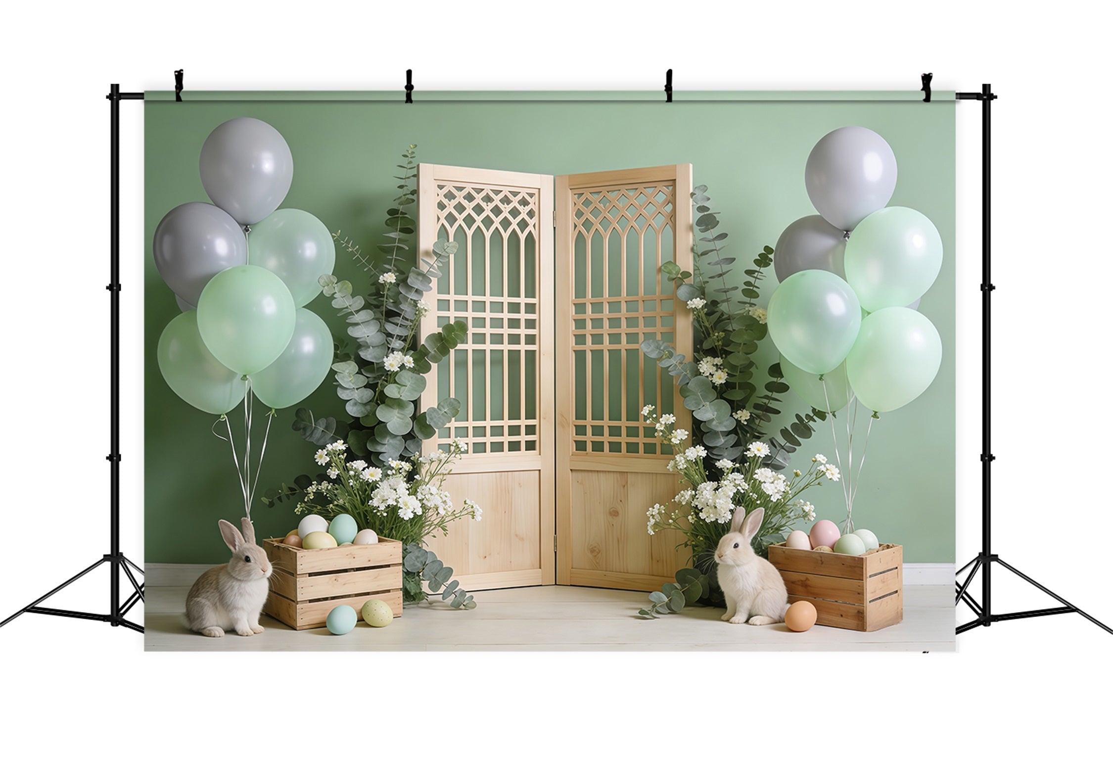 Easter Grass Backdrop Wooden Door Bunny Crates High Resolution Easter Backdrop UK CSH62-86