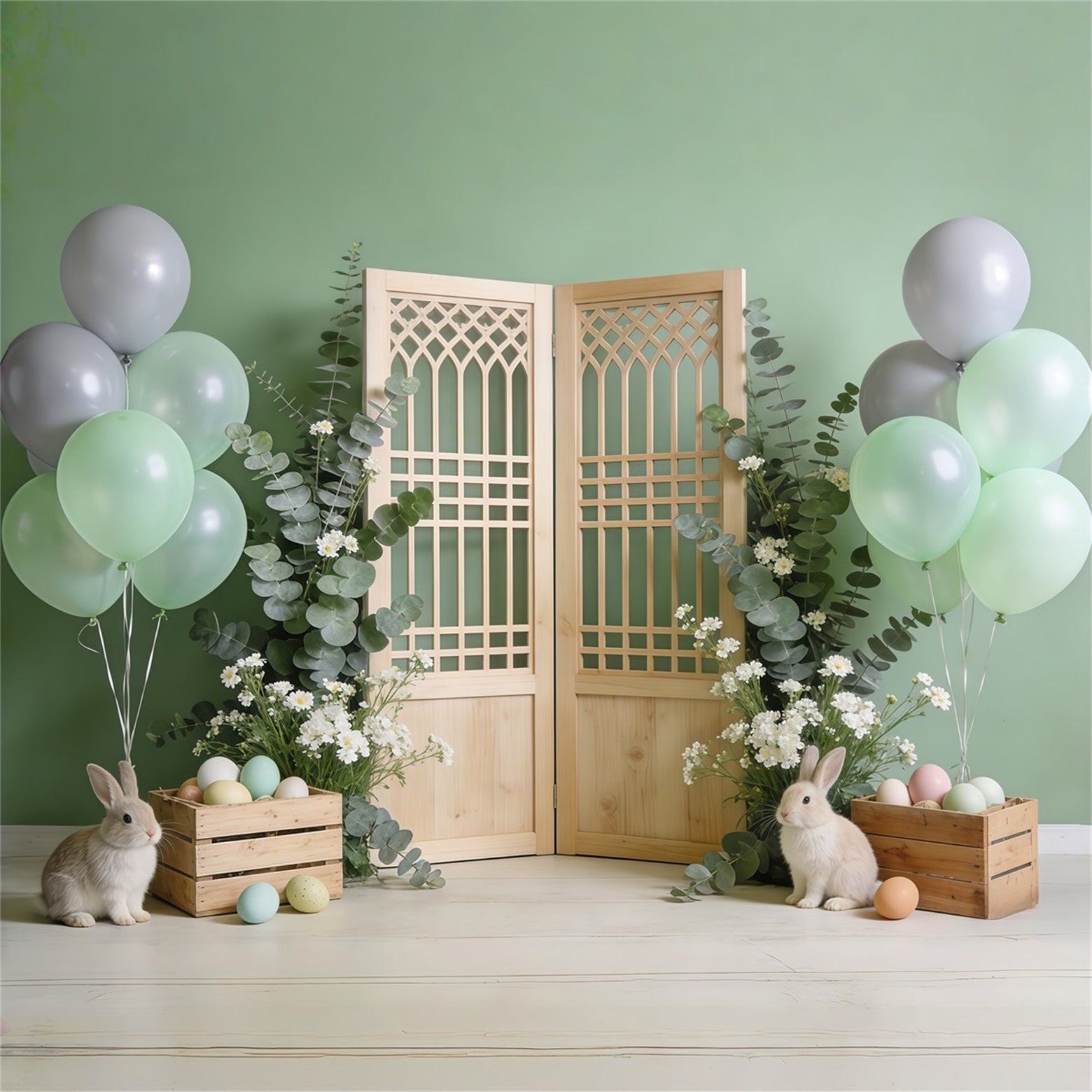 Easter Grass Backdrop Wooden Door Bunny Crates High Resolution Easter Backdrop UK CSH62-86