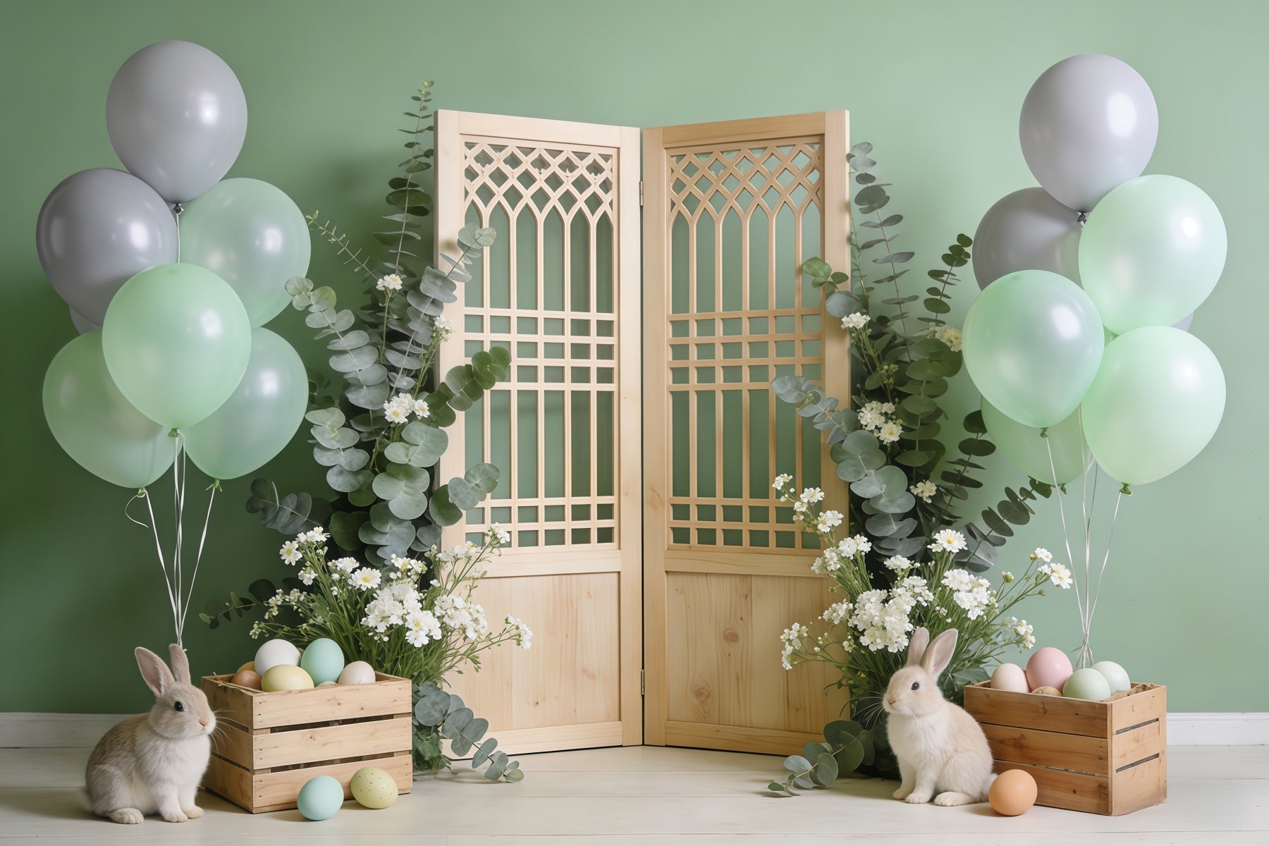 Easter Grass Backdrop Wooden Door Bunny Crates High Resolution Easter Backdrop UK CSH62-86