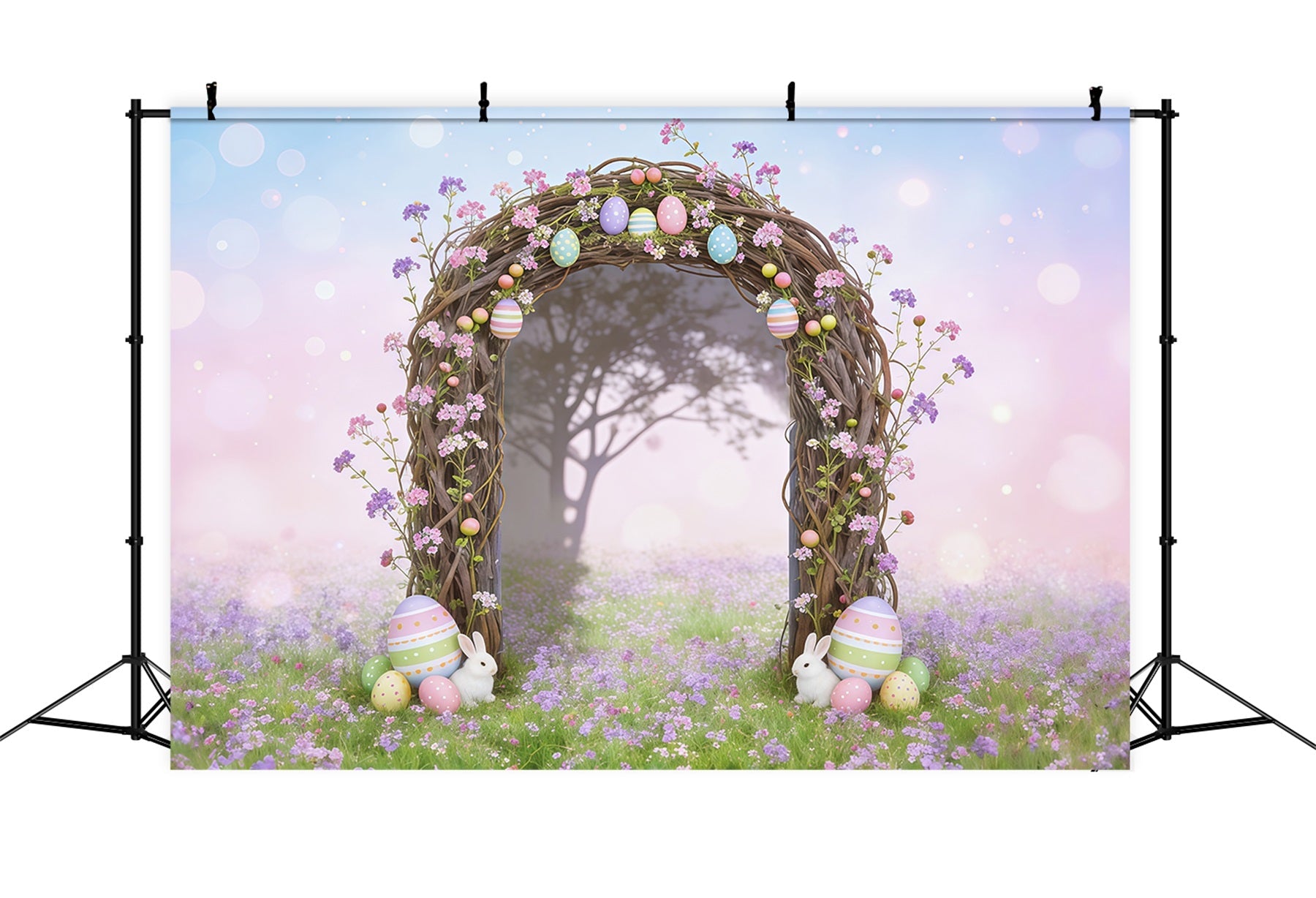Easter Fairytale Backdrop Twig Arch Egg Bunnies Easter Backdrops 10x10 UK CSH62-91