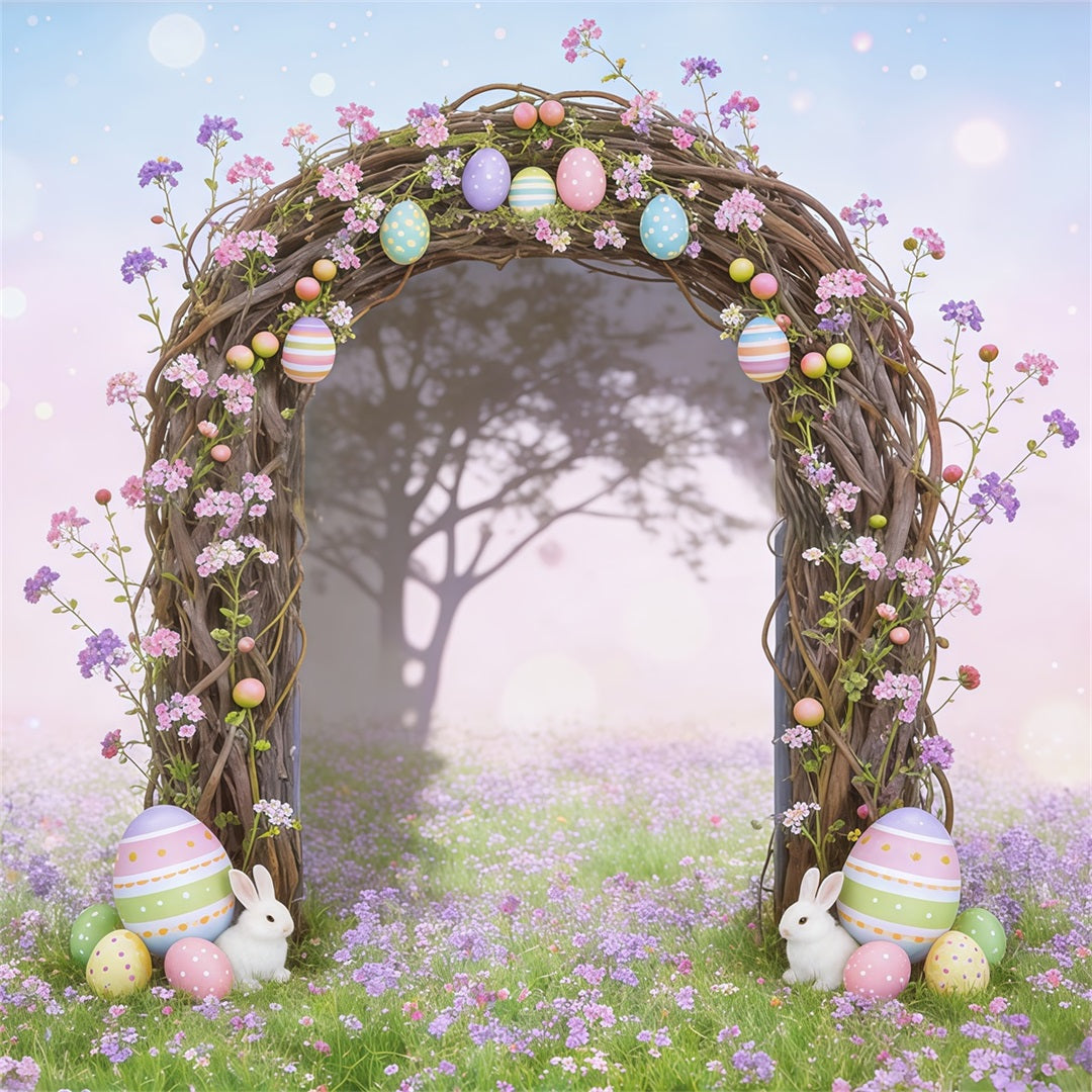 Easter Fairytale Backdrop Twig Arch Egg Bunnies Easter Backdrops 10x10 UK CSH62-91
