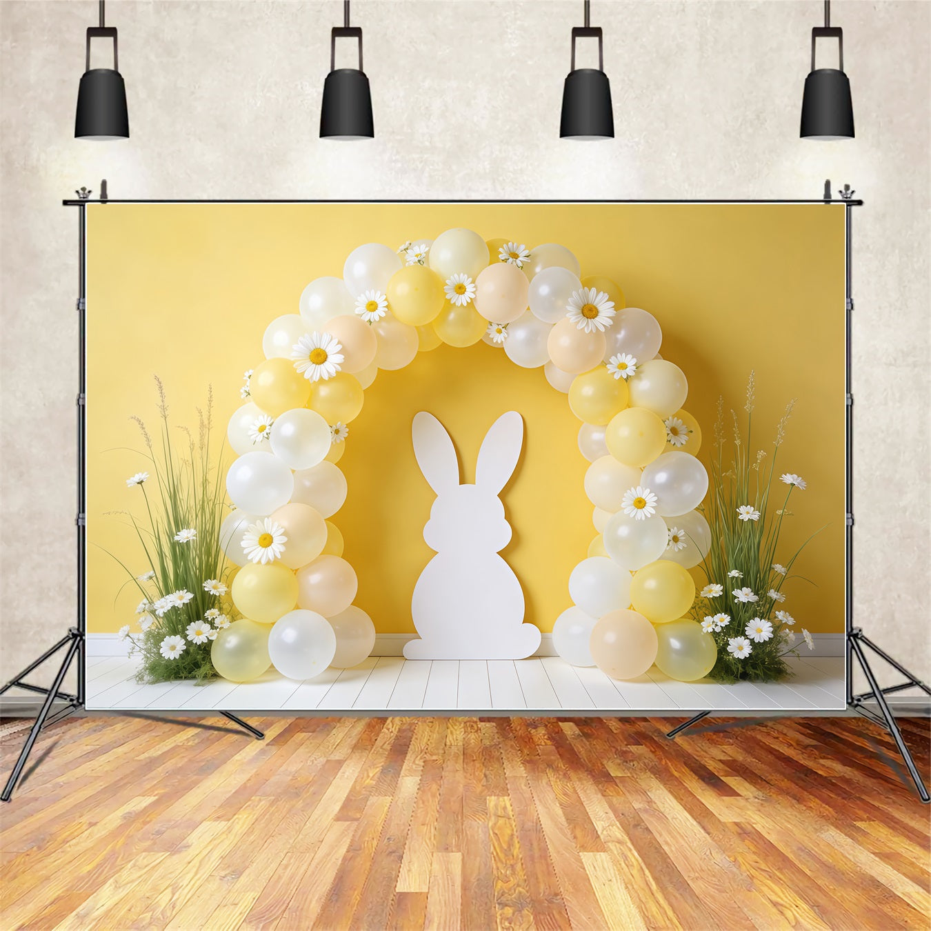 Easter Spring Backdrop Balloon Arch Daisy Silhouette Backdrop For Easter Pictures UK CSH62-94