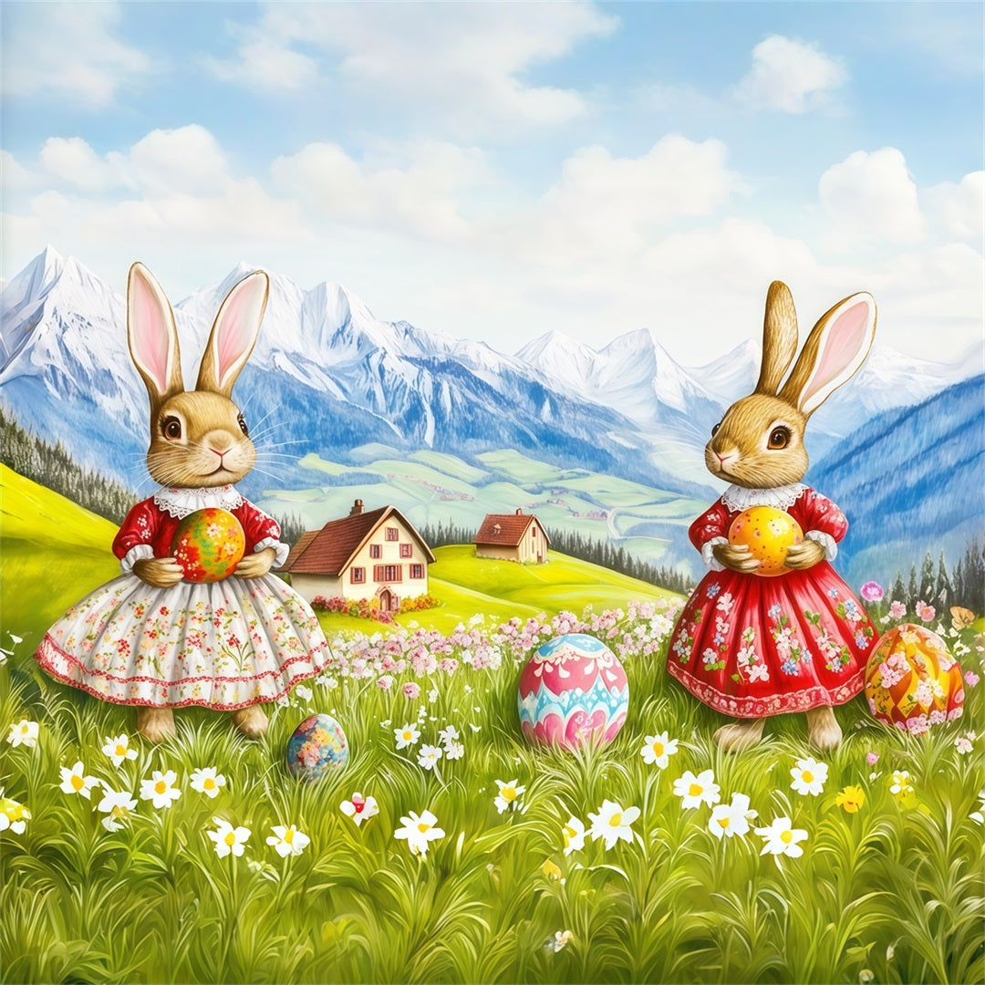 Easter Natural Backdrop Bunny Dresses Mountain Eggs Easter Backdrops For Photos UK CSH62-97