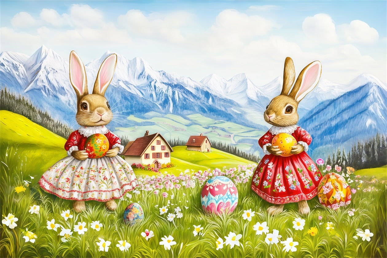 Easter Natural Backdrop Bunny Dresses Mountain Eggs Easter Backdrops For Photos UK CSH62-97