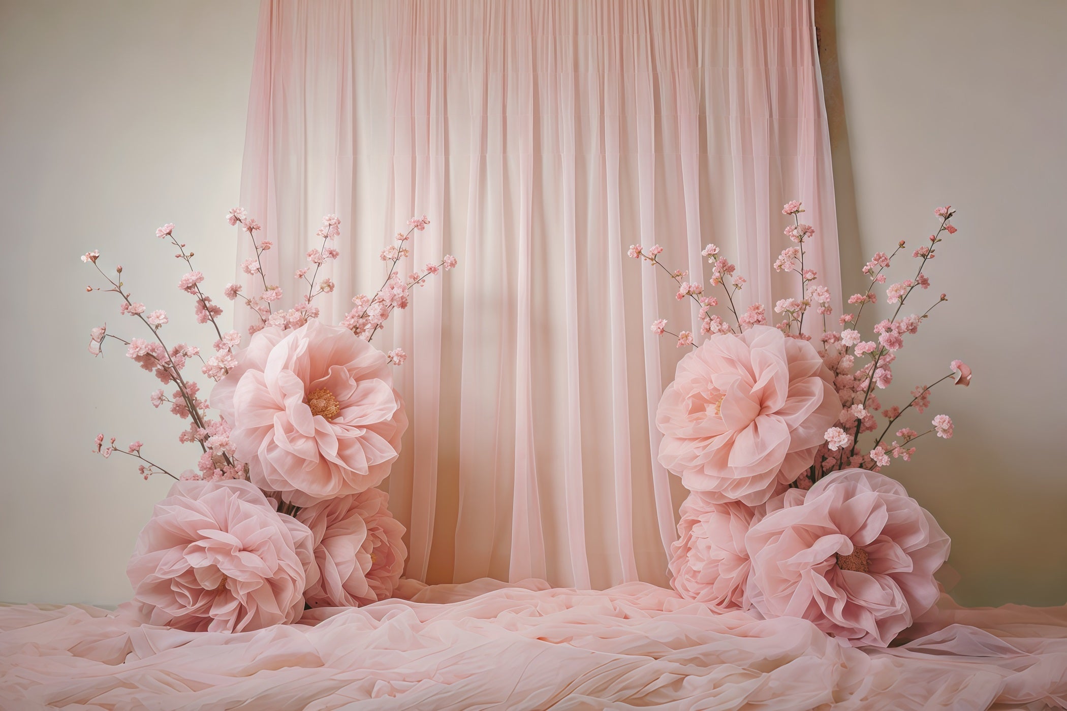 Mothers Day Flower Backdrop Blush Draped Floral Blossom Display Mothers Day Photo Backdrop Ideas UK CSH63-104